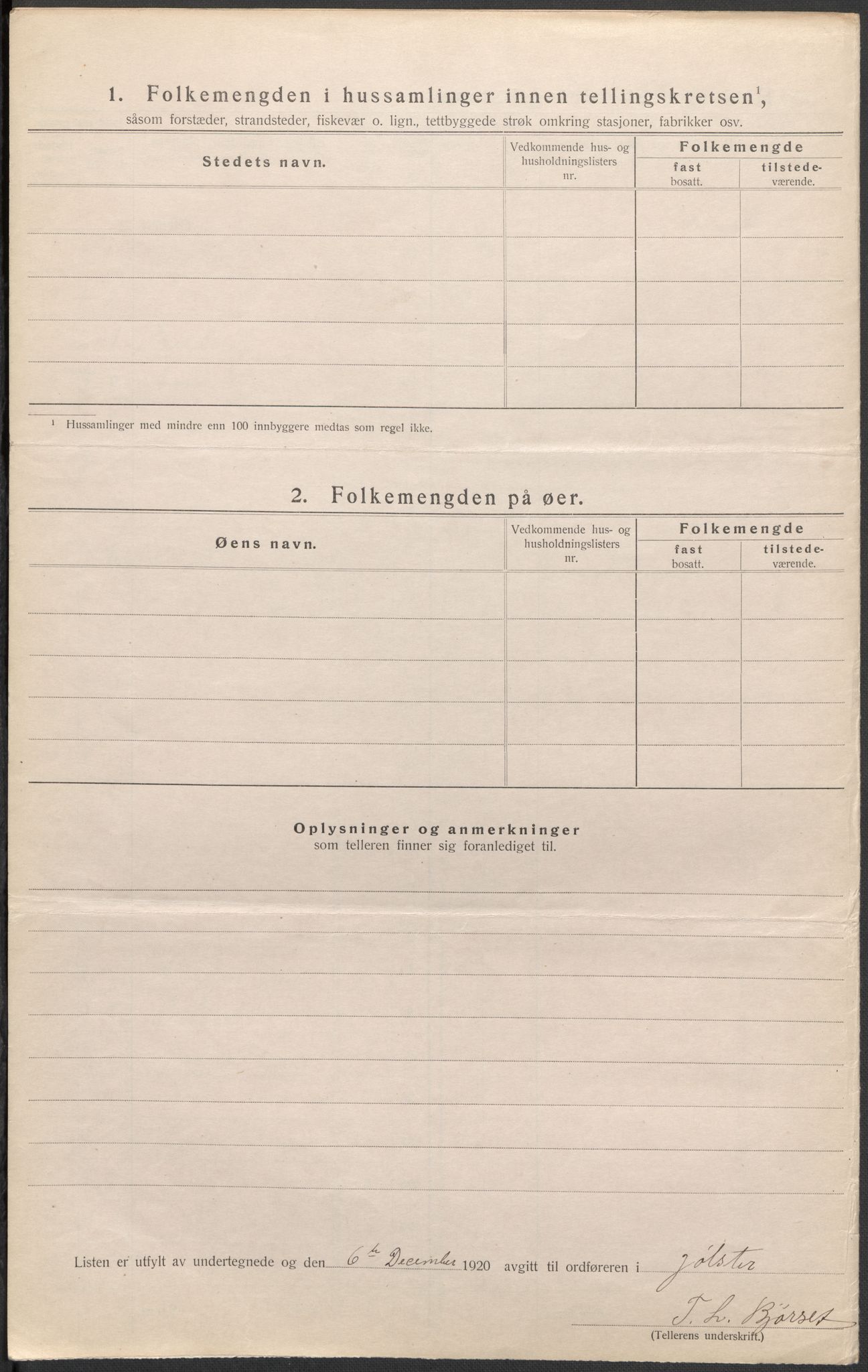 SAB, 1920 census for Jølster, 1920, p. 8