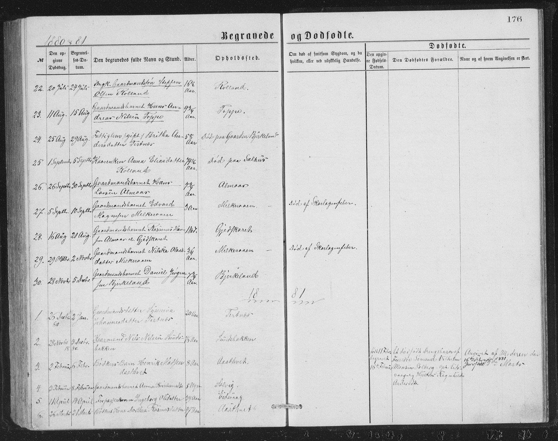 Åsane sokneprestembete, AV/SAB-A-79401/H/Hab: Parish register (copy) no. A 1, 1870-1884, p. 176