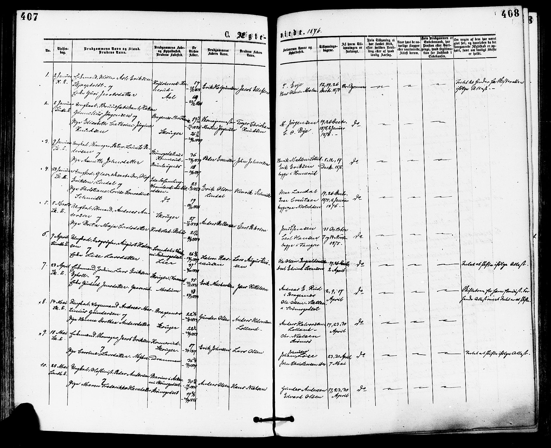 Skoger kirkebøker, SAKO/A-59/F/Fa/L0005: Parish register (official) no. I 5, 1873-1884, p. 407-408