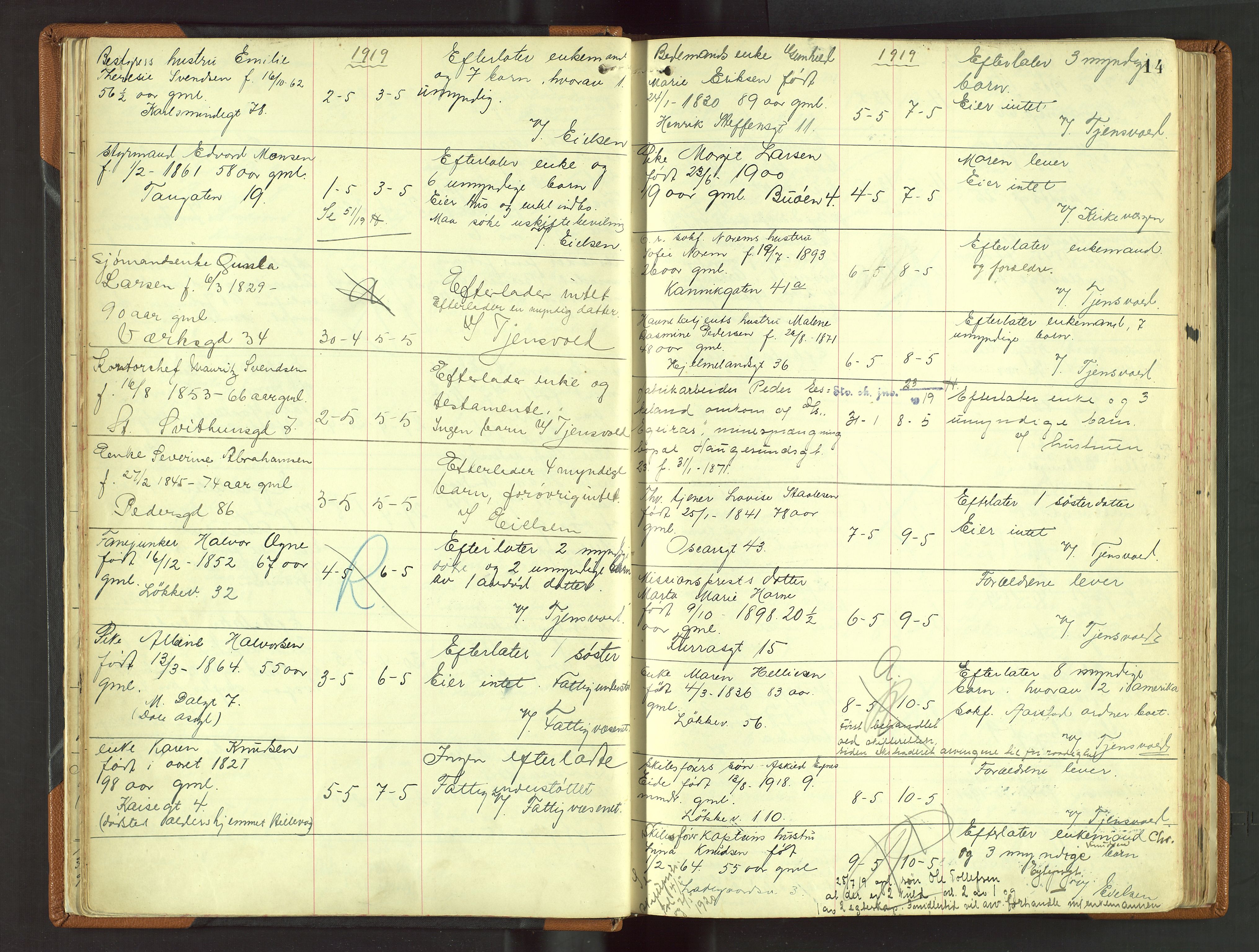 Stavanger skifteforvalter, AV/SAST-A-101412/001/5/52/52B/L0005: Dødsfallsprotokoll, 1918-1923, p. 14