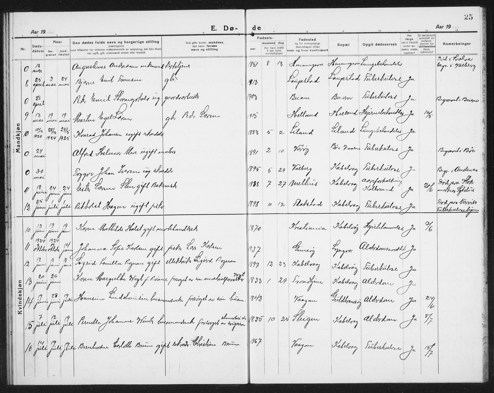 Ministerialprotokoller, klokkerbøker og fødselsregistre - Nordland, SAT/A-1459/874/L1083: Parish register (copy) no. 874C12, 1920-1936, p. 25