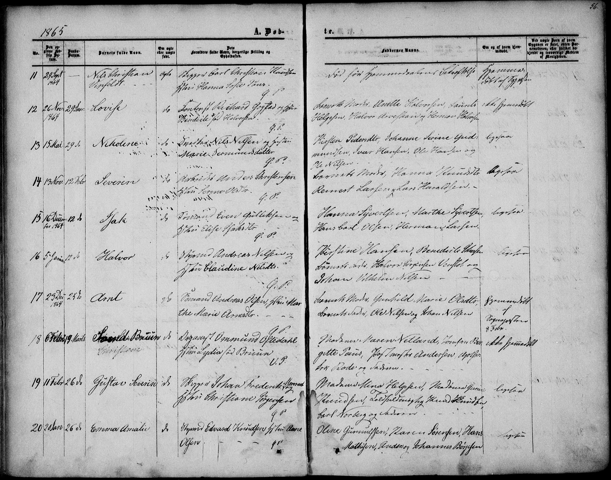Porsgrunn kirkebøker , SAKO/A-104/F/Fa/L0007: Parish register (official) no. 7, 1858-1877, p. 56