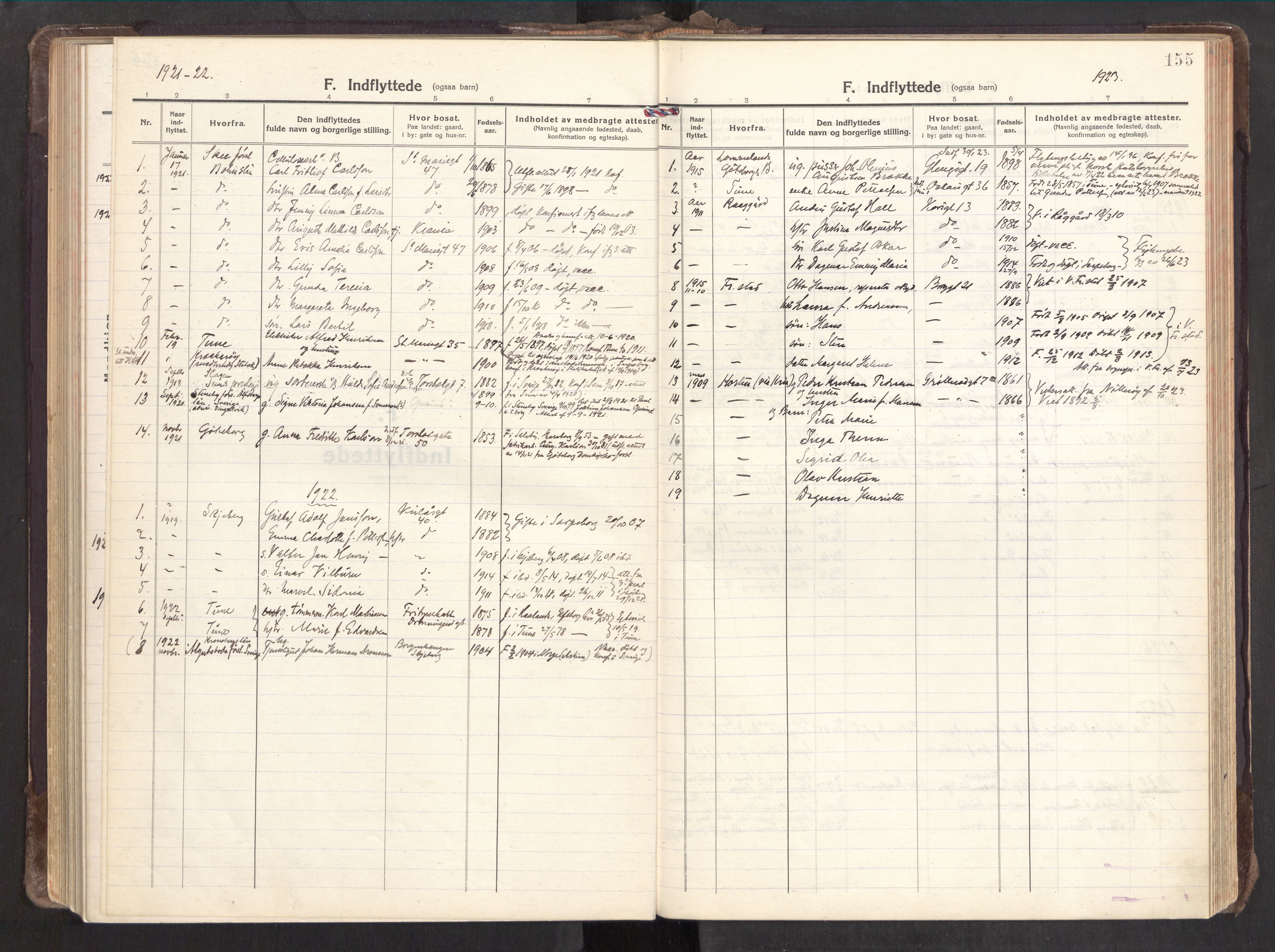 Sarpsborg prestekontor Kirkebøker, AV/SAO-A-2006/F/Fa/L0009: Parish register (official) no. 9, 1919-1931, p. 155