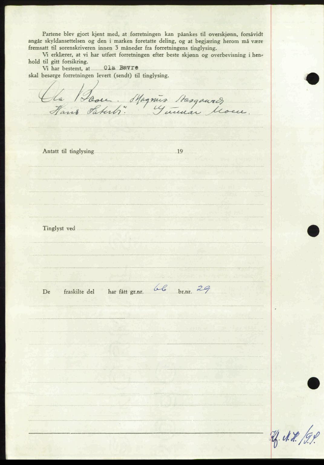 Nordmøre sorenskriveri, AV/SAT-A-4132/1/2/2Ca: Mortgage book no. A105, 1947-1947, Diary no: : 1434/1947