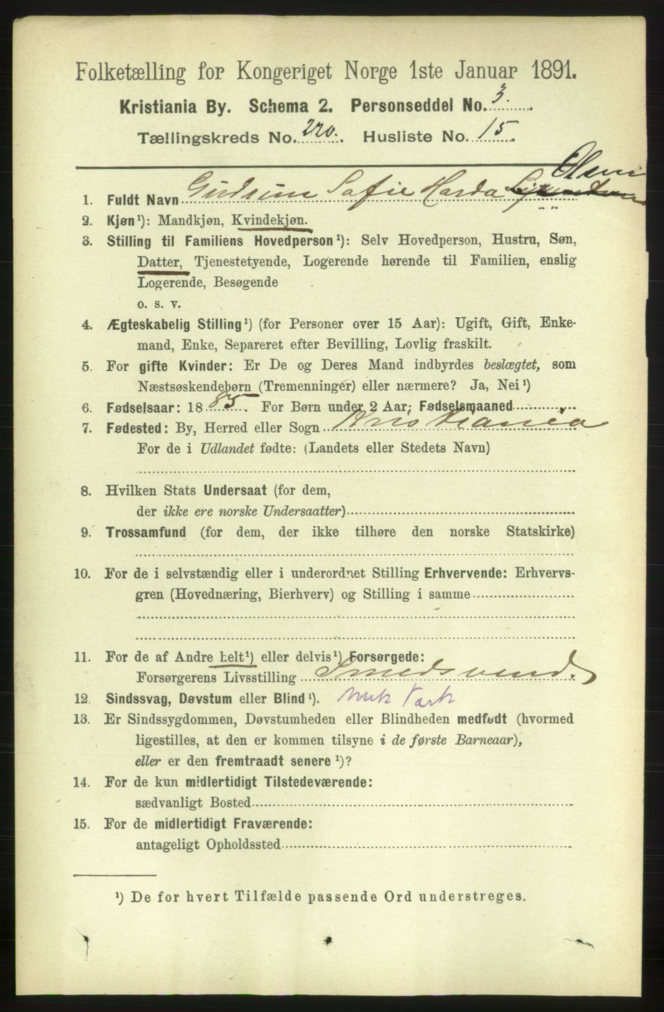 RA, 1891 census for 0301 Kristiania, 1891, p. 131401