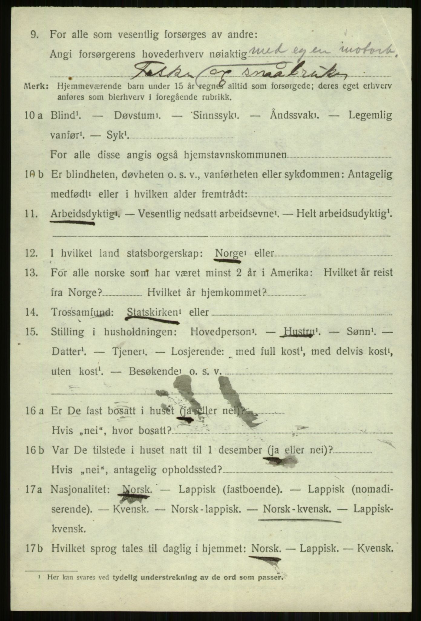 SATØ, 1920 census for Lyngen, 1920, p. 13000