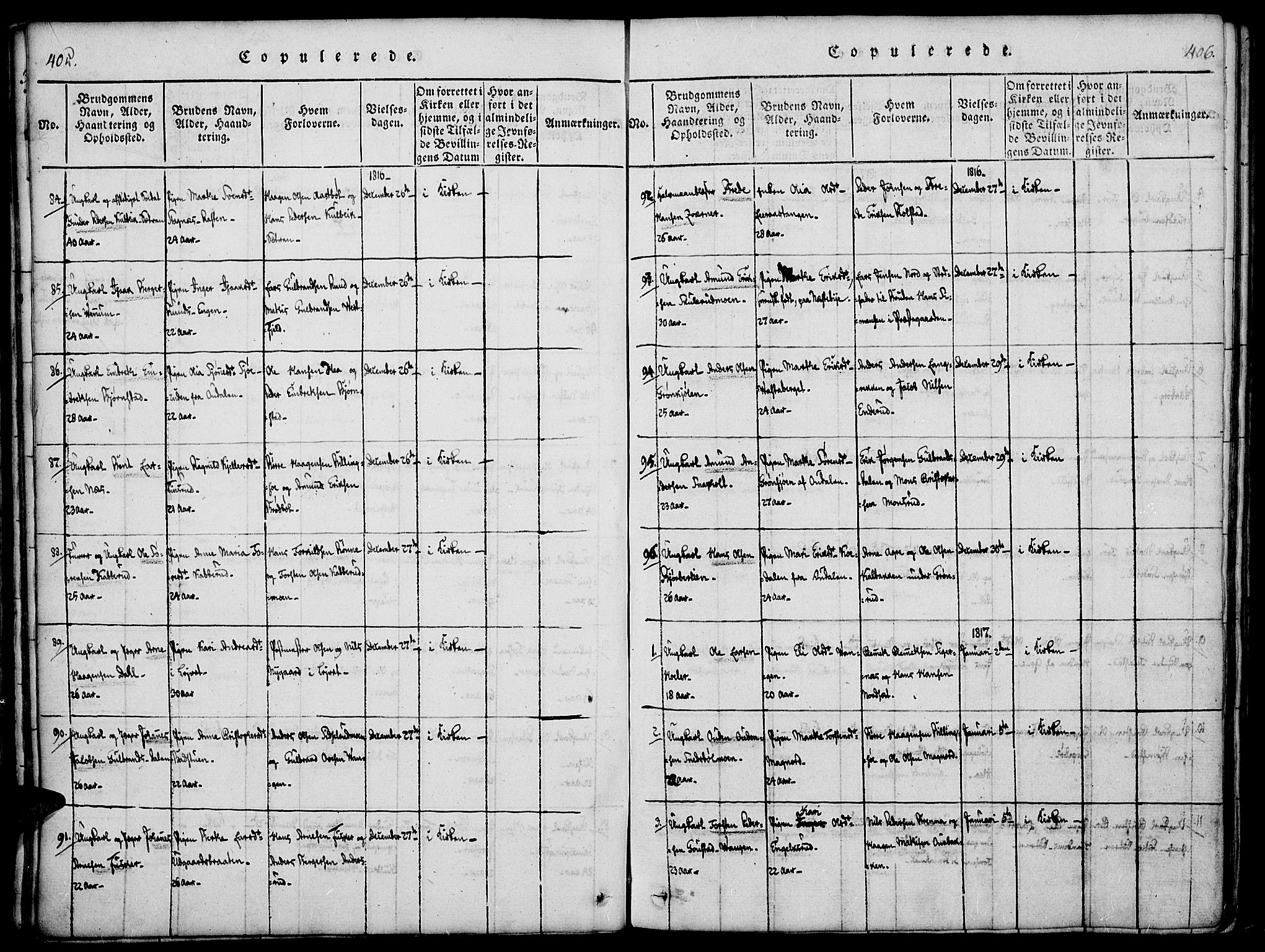 Vinger prestekontor, SAH/PREST-024/H/Ha/Haa/L0006: Parish register (official) no. 6, 1814-1825, p. 405-406