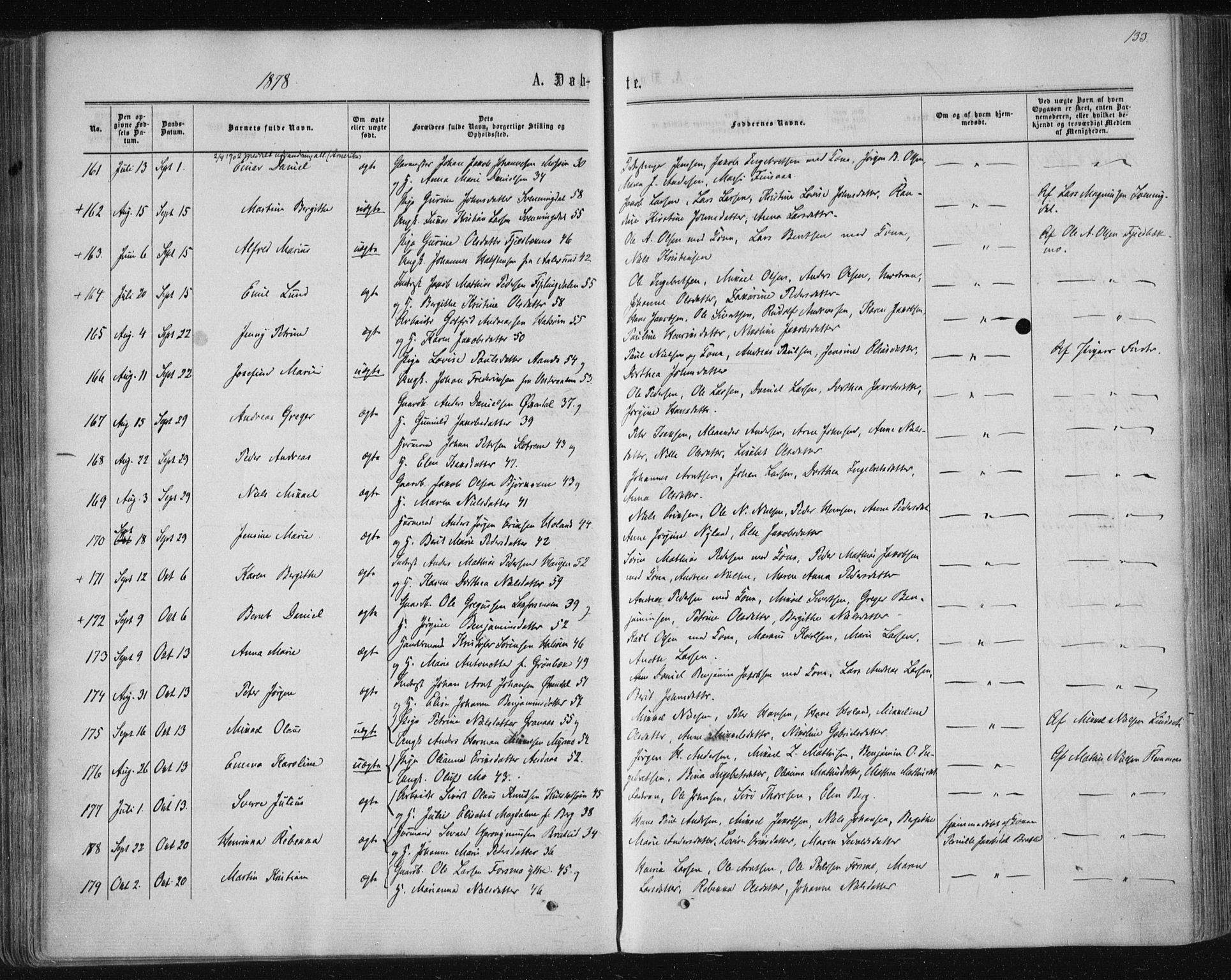 Ministerialprotokoller, klokkerbøker og fødselsregistre - Nordland, SAT/A-1459/820/L0294: Parish register (official) no. 820A15, 1866-1879, p. 133