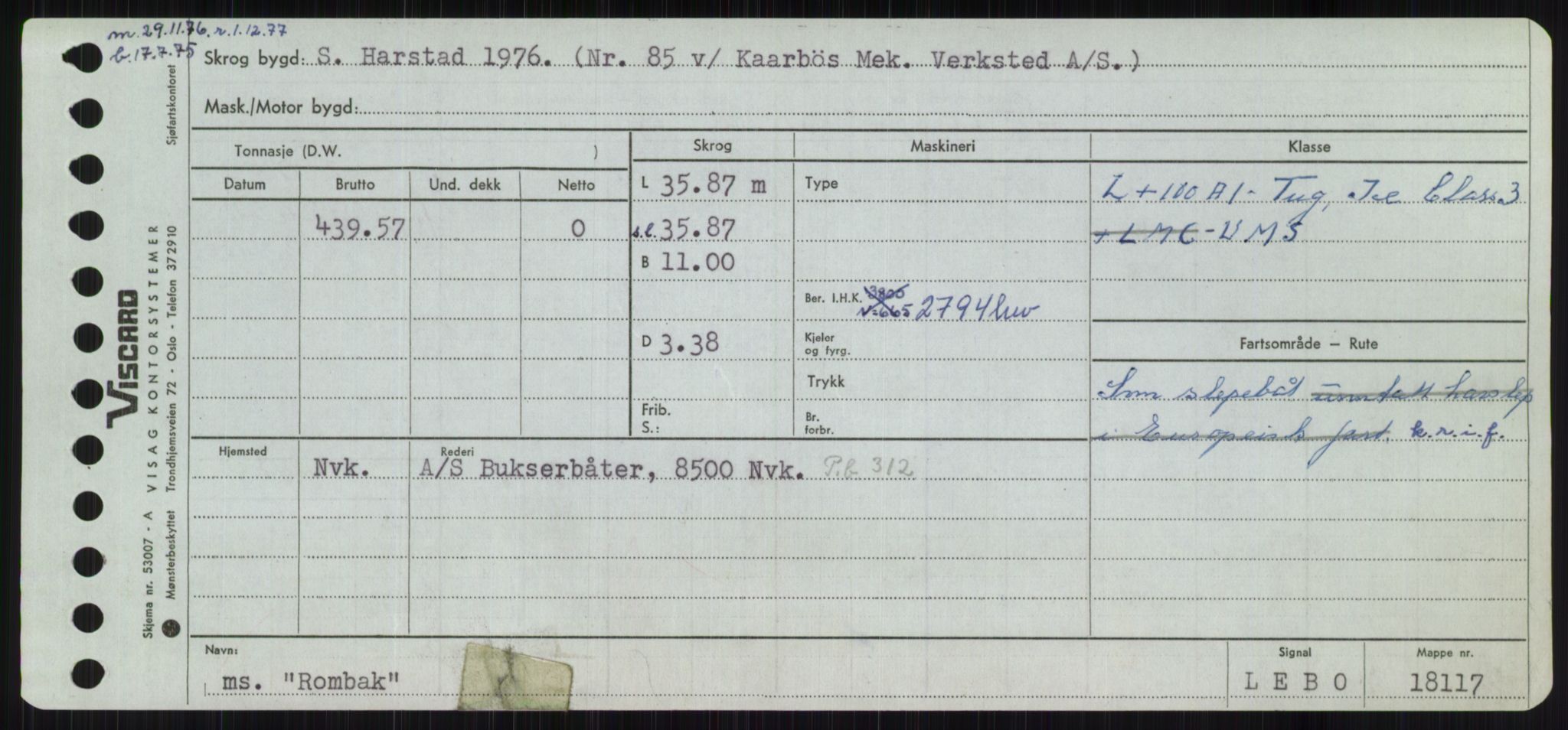 Sjøfartsdirektoratet med forløpere, Skipsmålingen, RA/S-1627/H/Ha/L0004/0002: Fartøy, Mas-R / Fartøy, Odin-R, p. 807