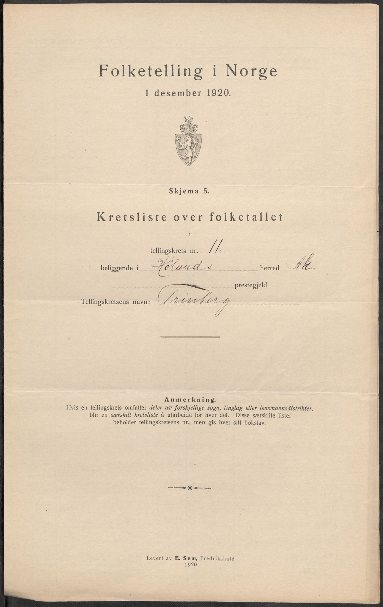 SAO, 1920 census for Høland, 1920, p. 52