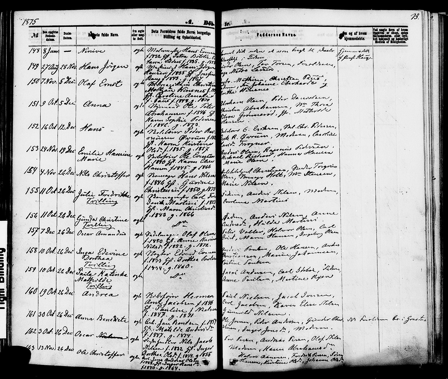 Skien kirkebøker, AV/SAKO-A-302/F/Fa/L0008: Parish register (official) no. 8, 1866-1877, p. 93