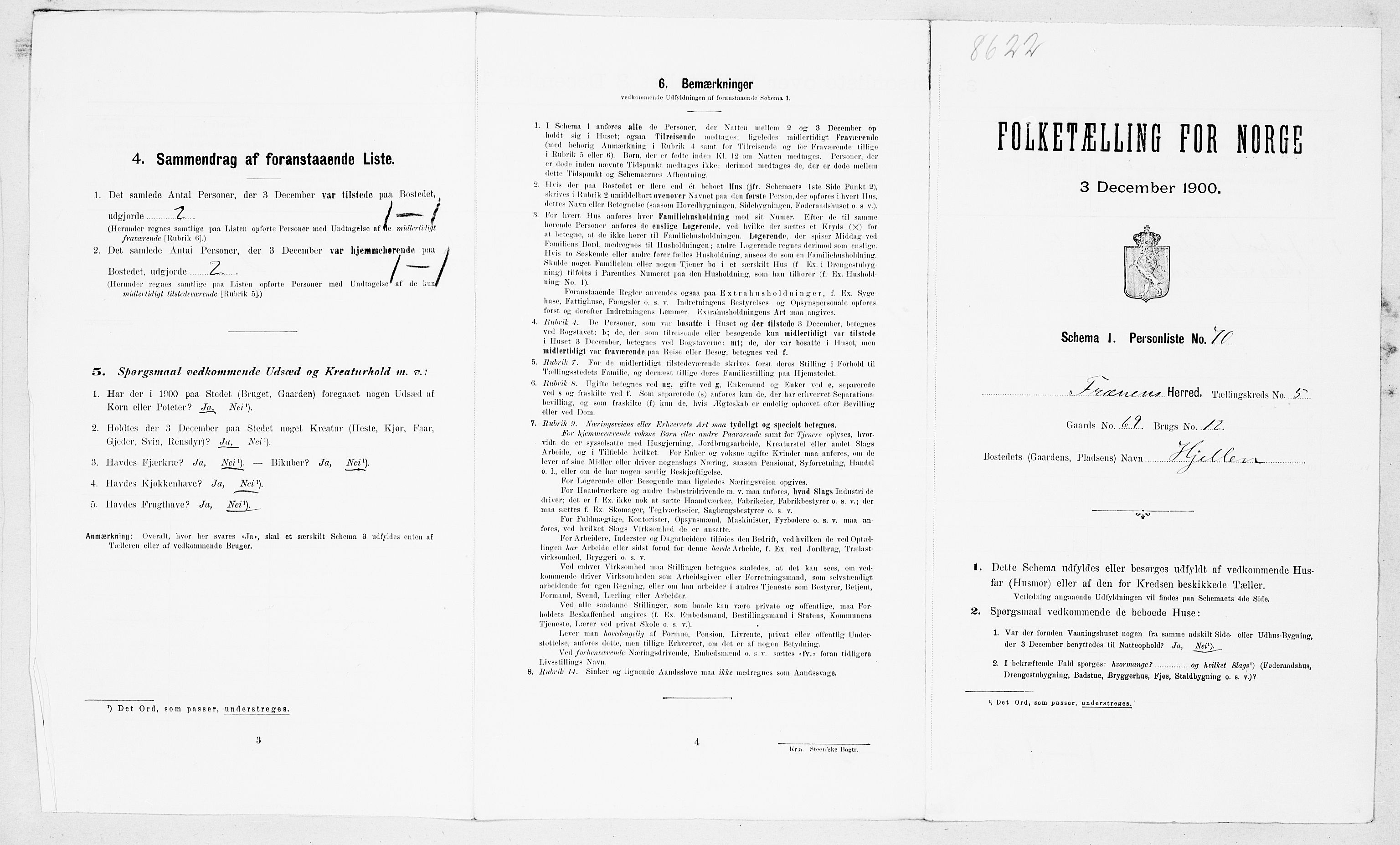 SAT, 1900 census for Fræna, 1900, p. 829