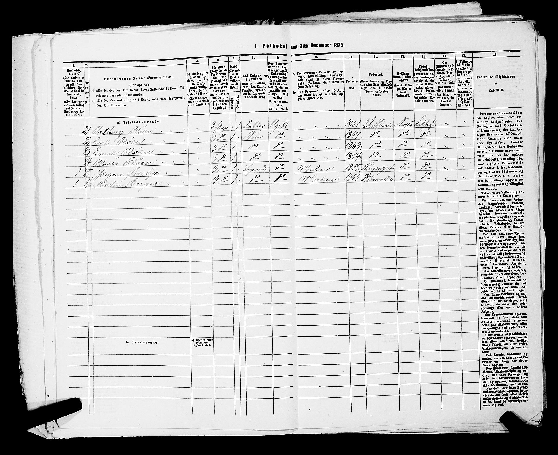 RA, 1875 census for 0301 Kristiania, 1875, p. 5423