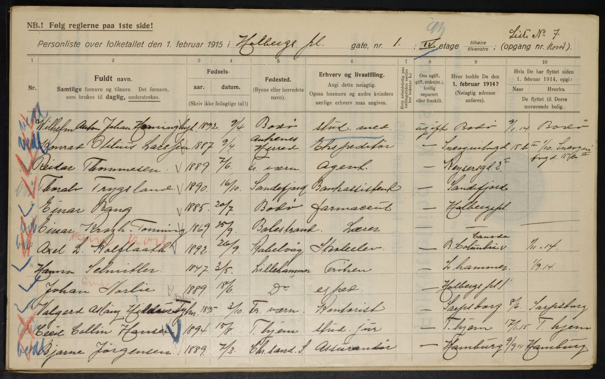 OBA, Municipal Census 1915 for Kristiania, 1915, p. 40143