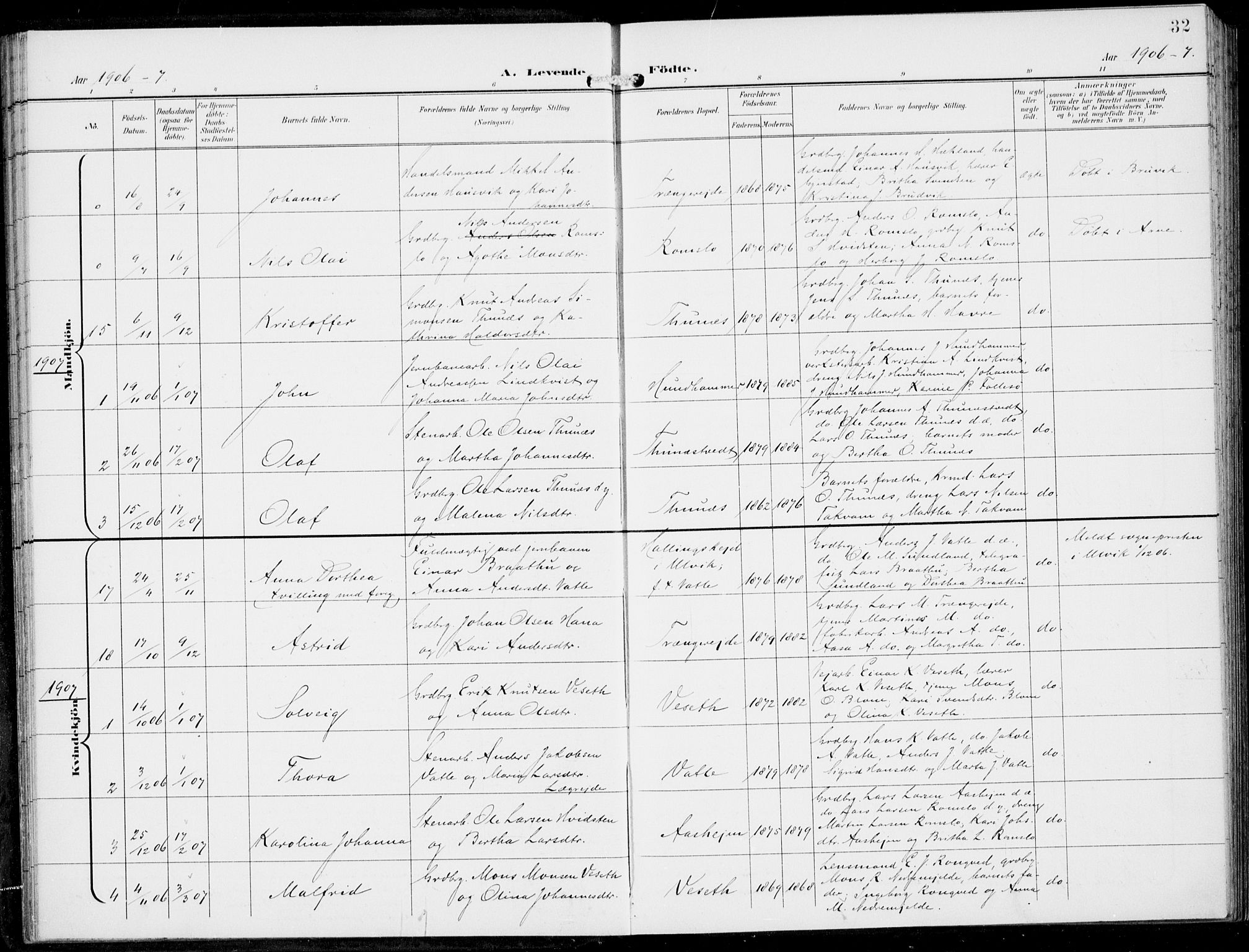 Haus sokneprestembete, SAB/A-75601/H/Haa: Parish register (official) no. B  2, 1899-1912, p. 32