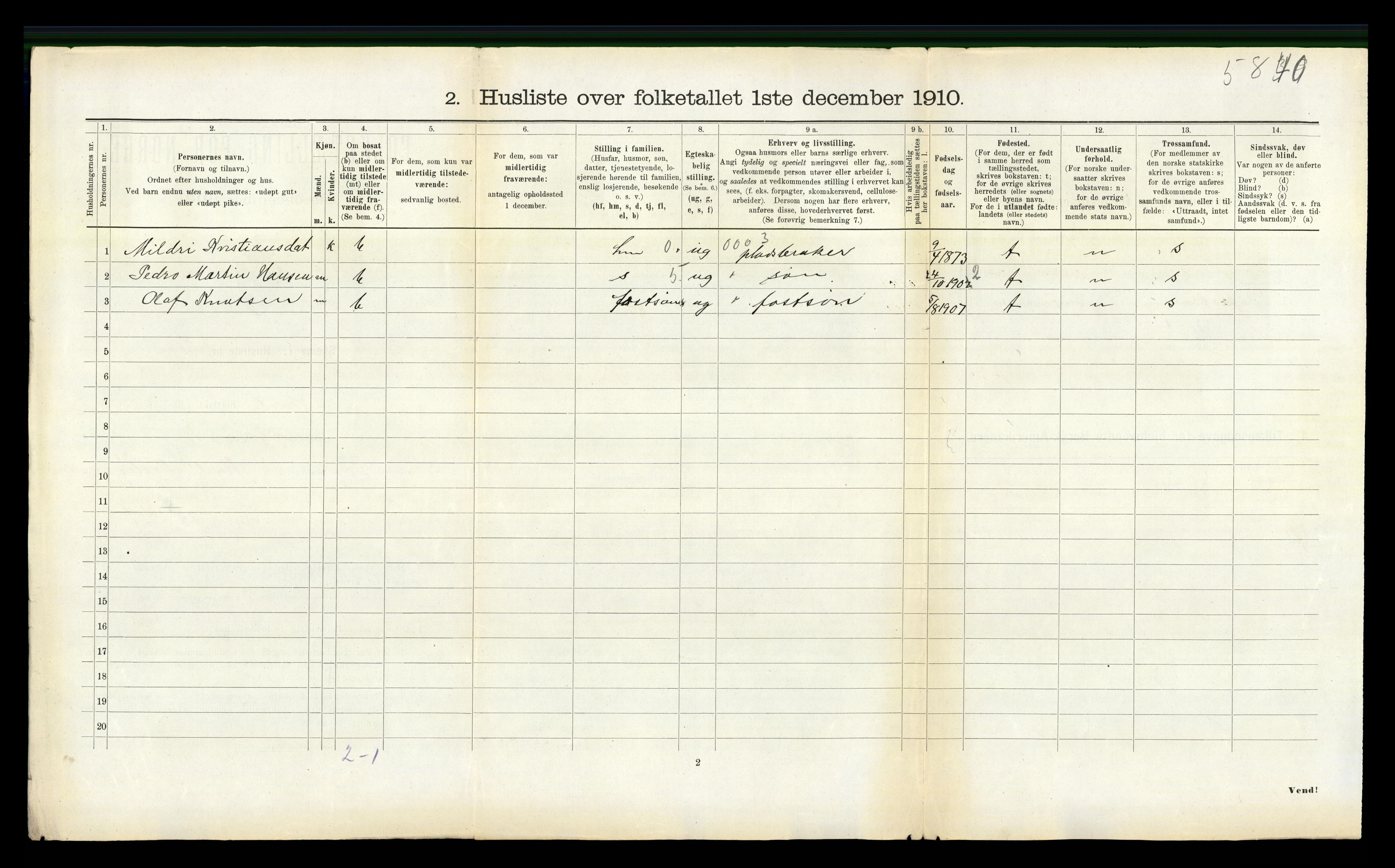 RA, 1910 census for Nesset, 1910, p. 490