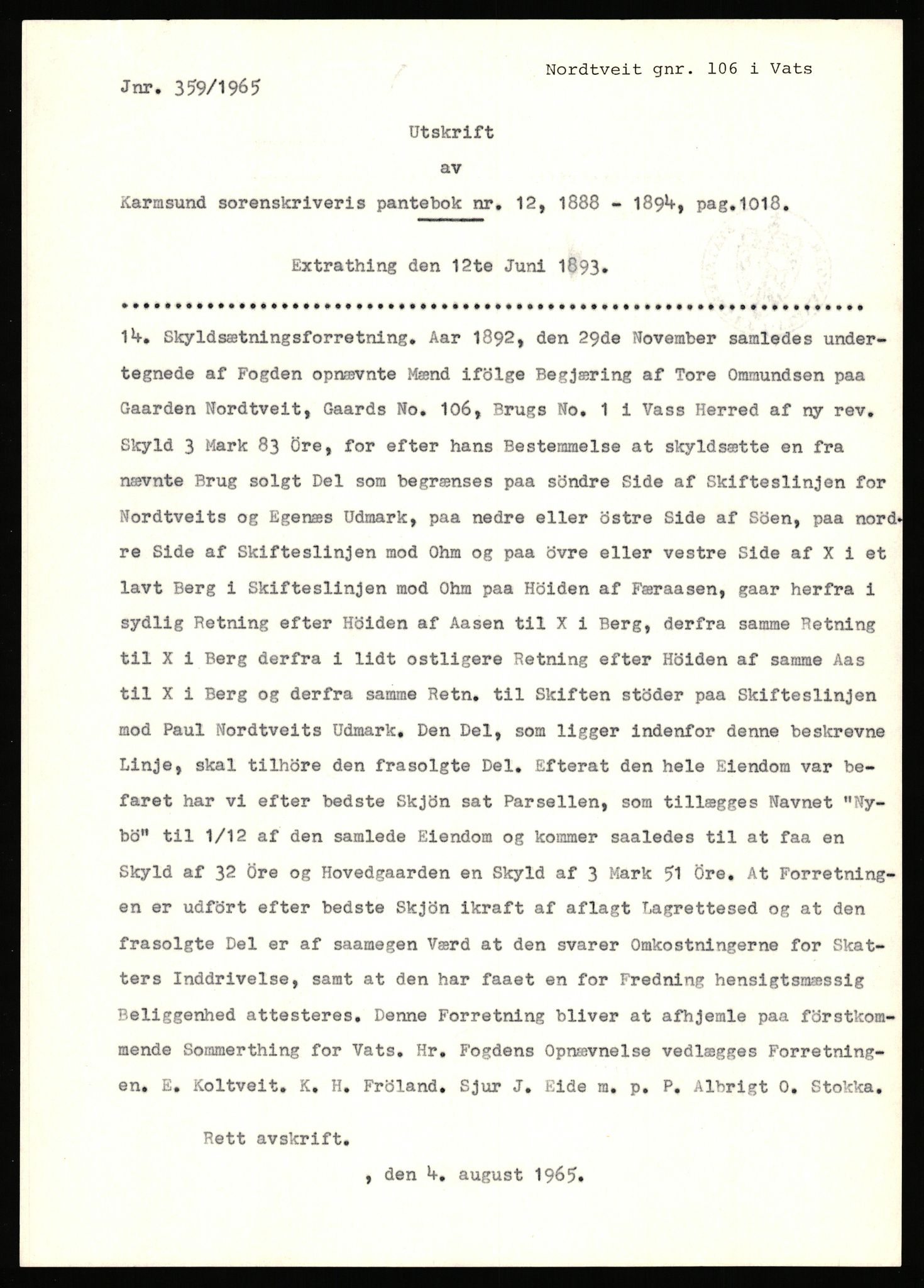 Statsarkivet i Stavanger, SAST/A-101971/03/Y/Yj/L0063: Avskrifter sortert etter gårdsnavn: Nordbraud - Nordvik, 1750-1930, p. 515