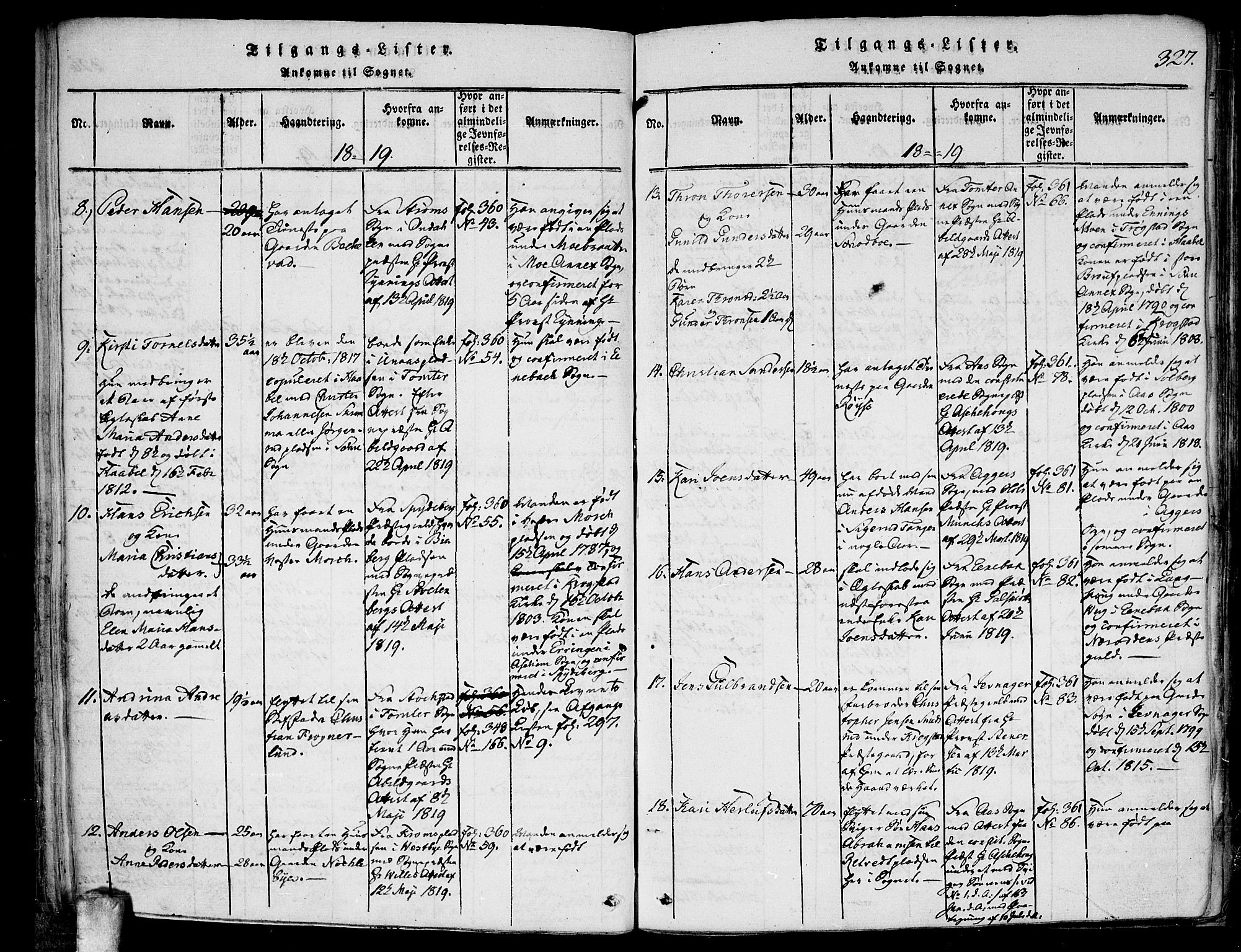 Kråkstad prestekontor Kirkebøker, AV/SAO-A-10125a/F/Fa/L0003: Parish register (official) no. I 3, 1813-1824, p. 327