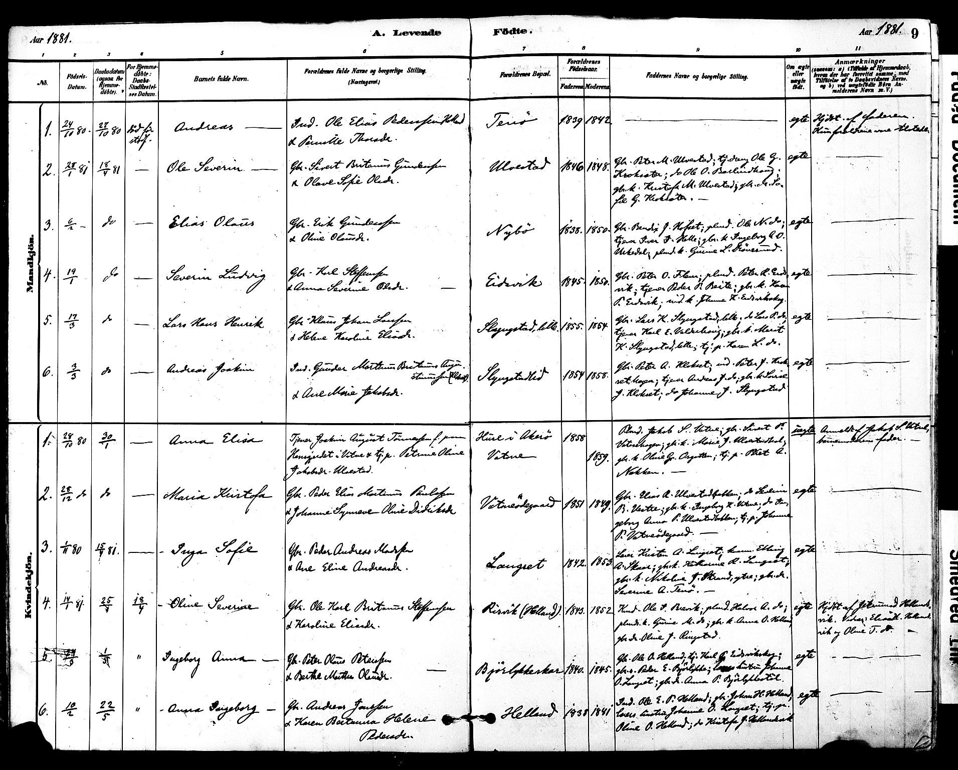 Ministerialprotokoller, klokkerbøker og fødselsregistre - Møre og Romsdal, SAT/A-1454/525/L0374: Parish register (official) no. 525A04, 1880-1899, p. 9