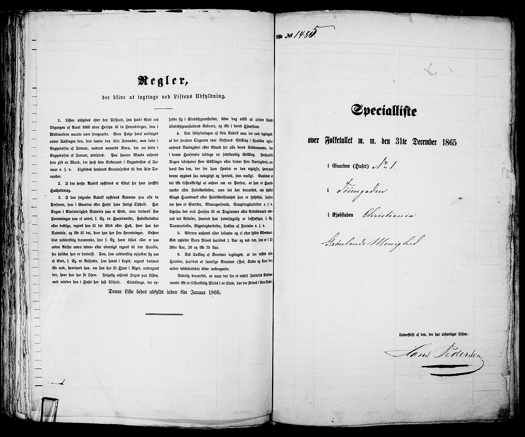 RA, 1865 census for Kristiania, 1865, p. 3371