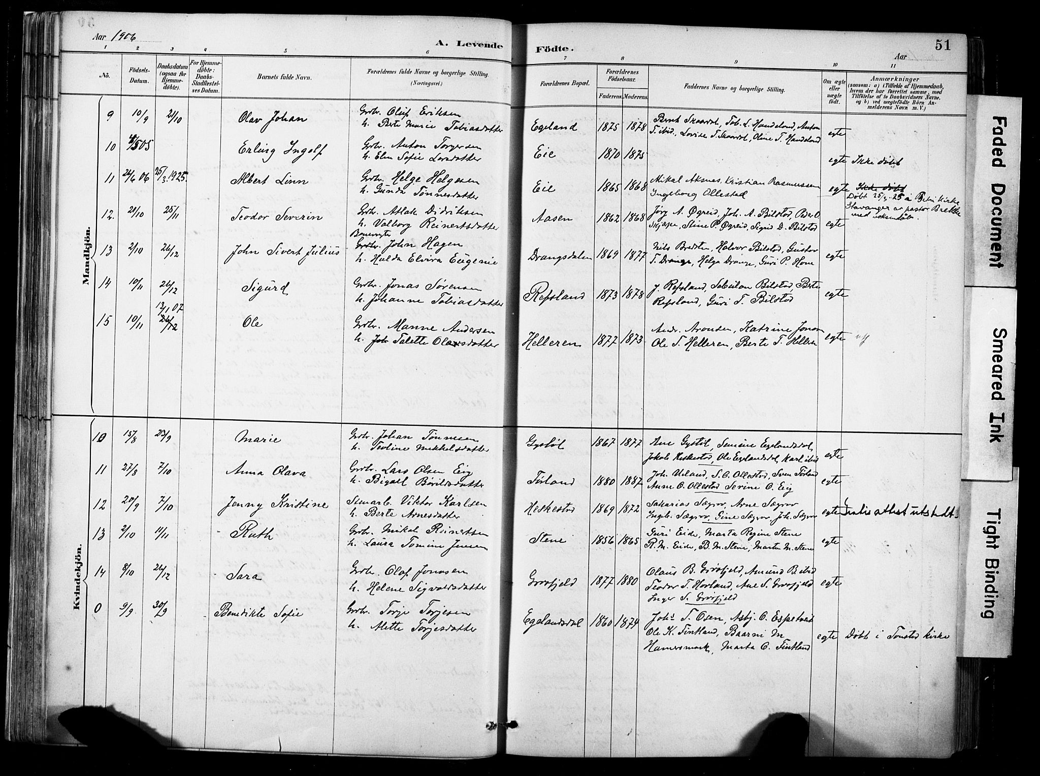 Lund sokneprestkontor, AV/SAST-A-101809/S06/L0012: Parish register (official) no. A 11, 1887-1921, p. 51