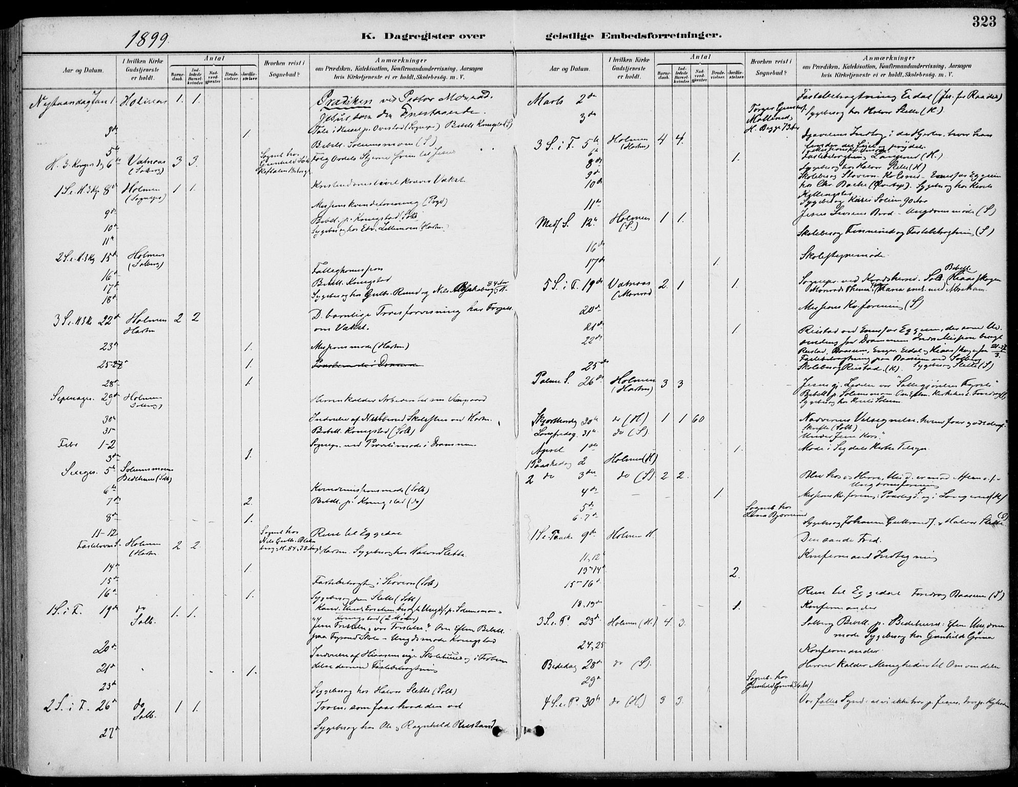 Sigdal kirkebøker, SAKO/A-245/F/Fb/L0001: Parish register (official) no. II 1, 1888-1900, p. 323