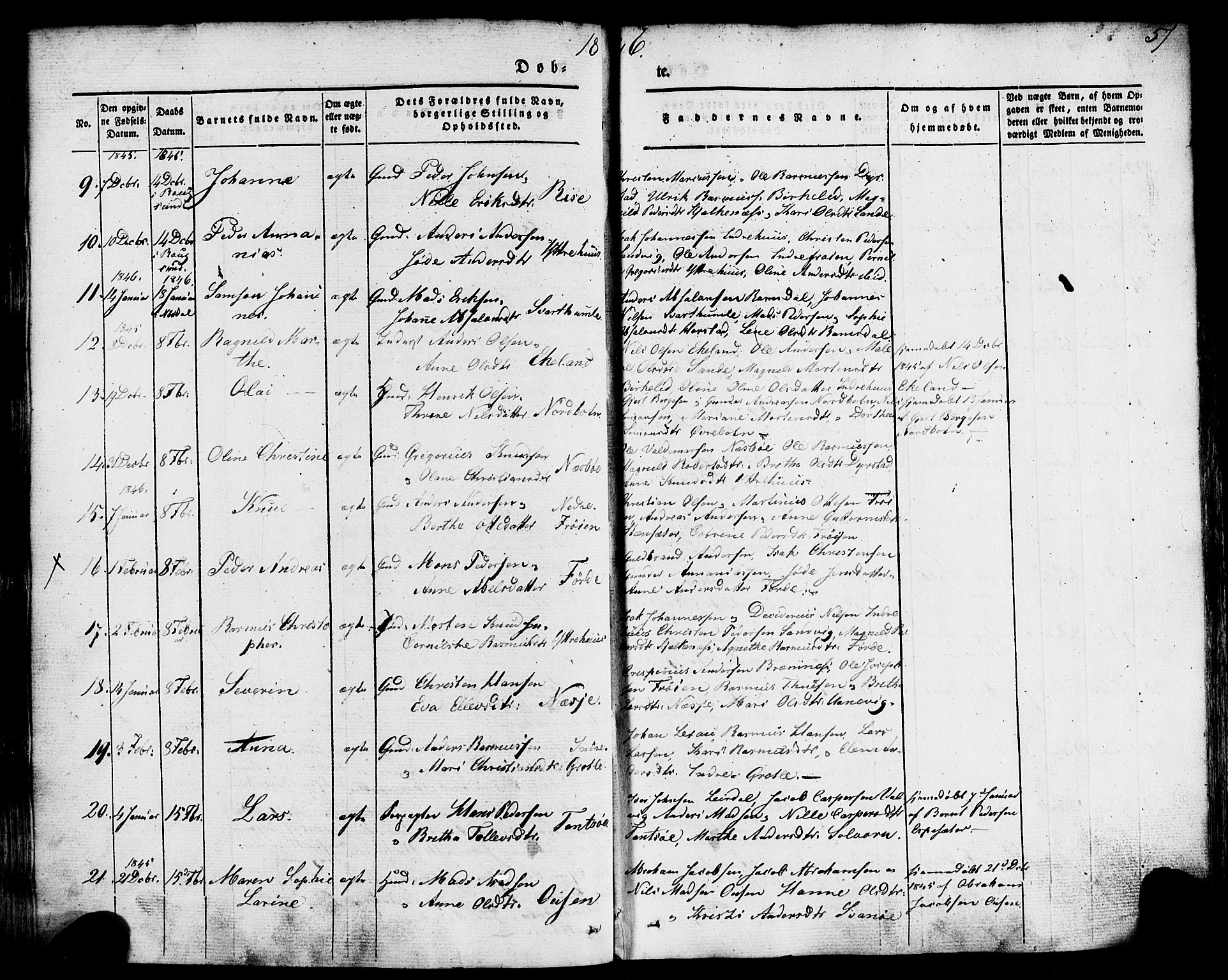 Kinn sokneprestembete, AV/SAB-A-80801/H/Haa/Haaa/L0005: Parish register (official) no. A 5, 1841-1857, p. 57