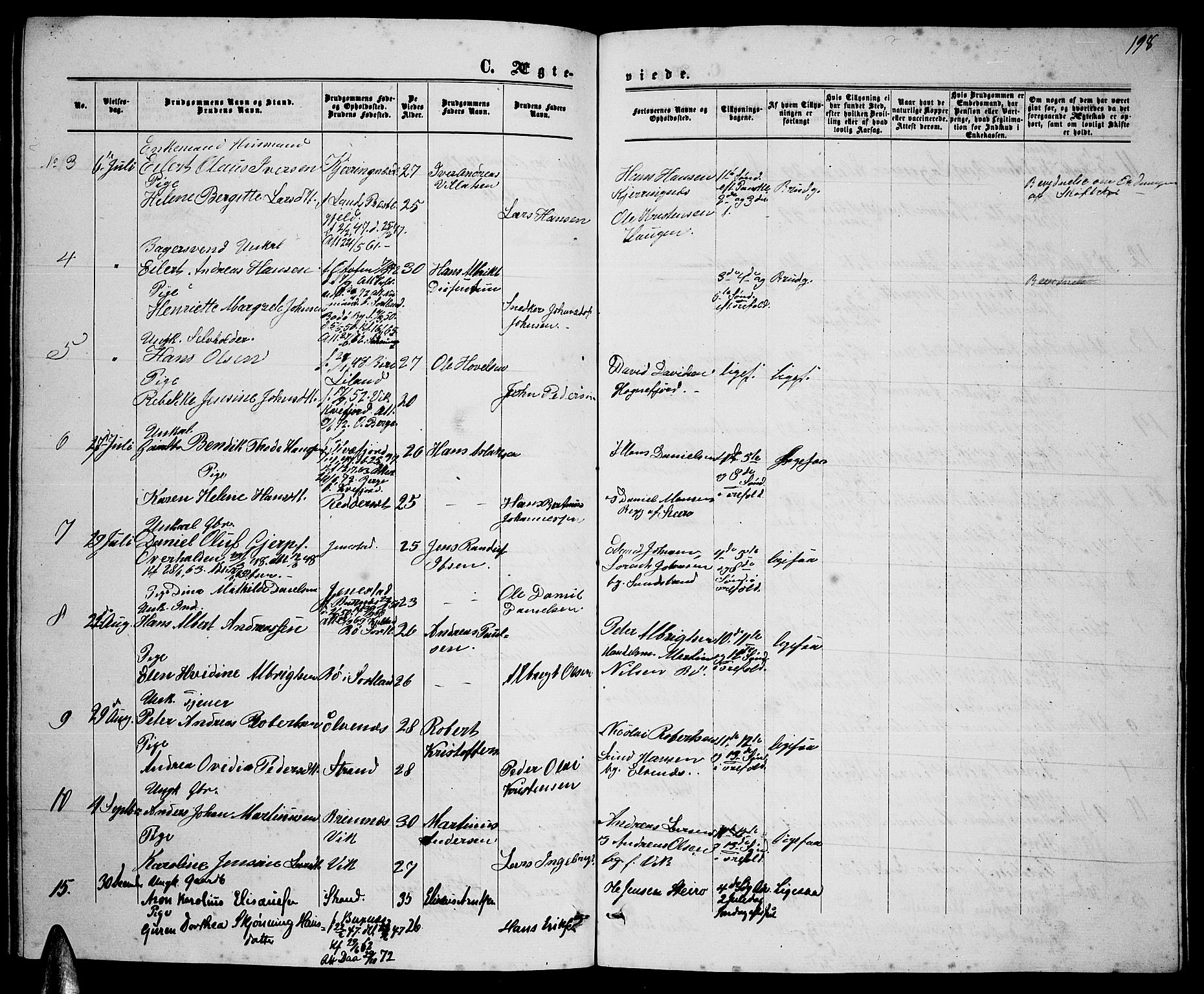 Ministerialprotokoller, klokkerbøker og fødselsregistre - Nordland, AV/SAT-A-1459/895/L1381: Parish register (copy) no. 895C03, 1864-1885, p. 198