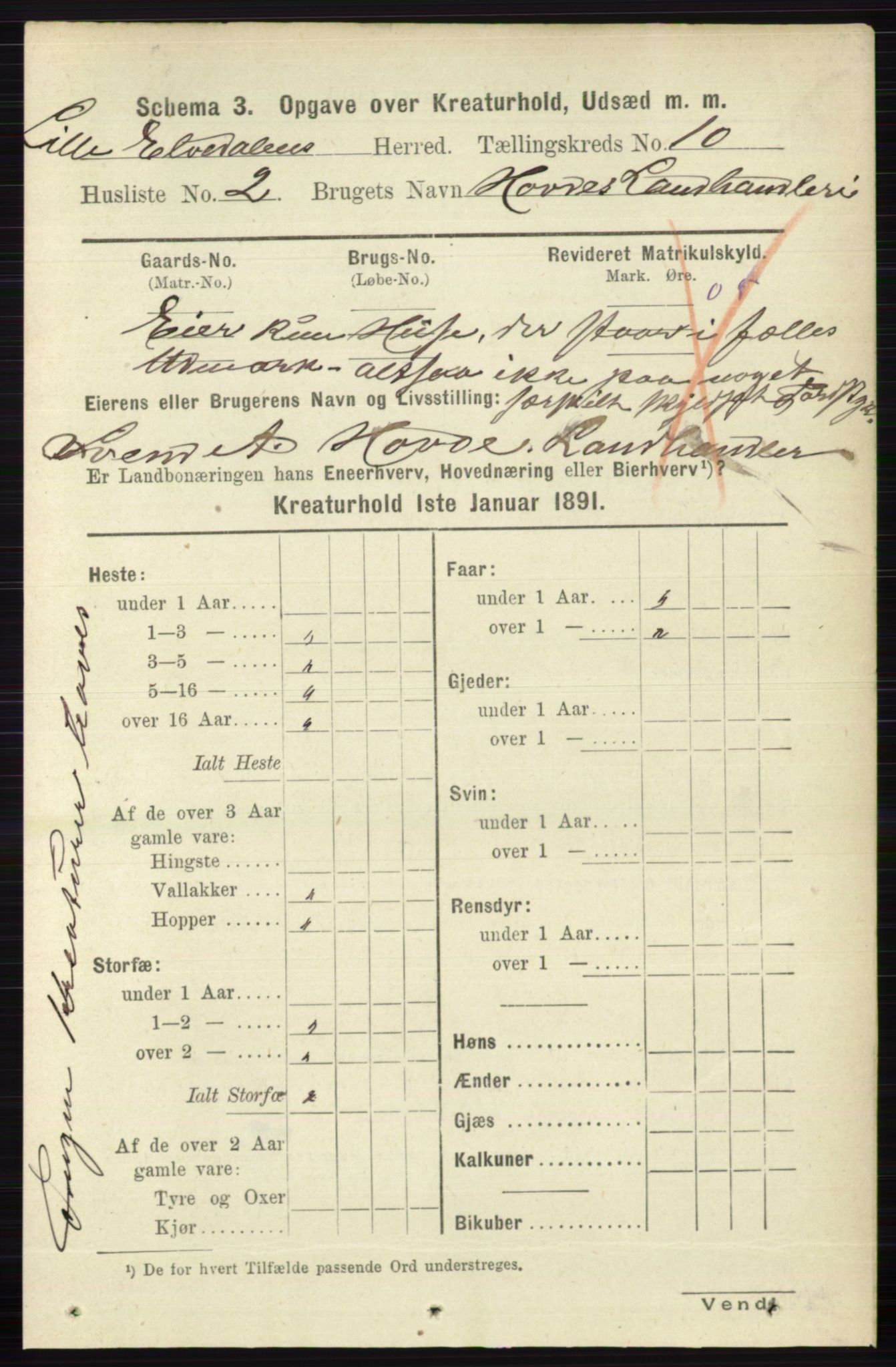 RA, 1891 census for 0438 Lille Elvedalen, 1891, p. 4856