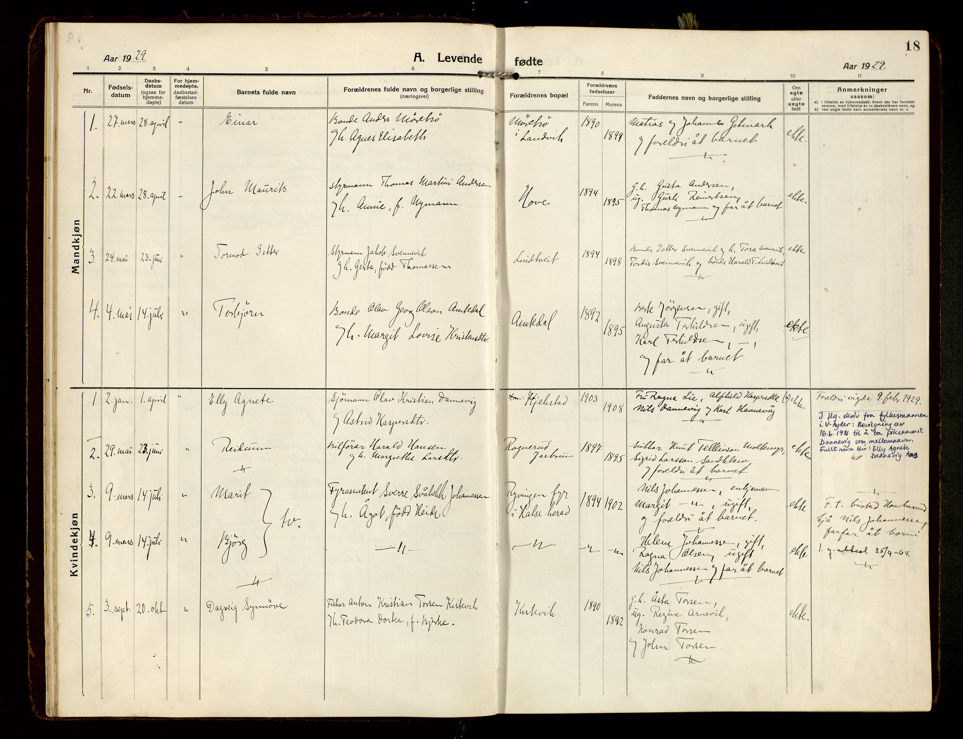 Hommedal sokneprestkontor, SAK/1111-0023/F/Fa/Faa/L0004: Parish register (official) no. A 4, 1916-1945, p. 18