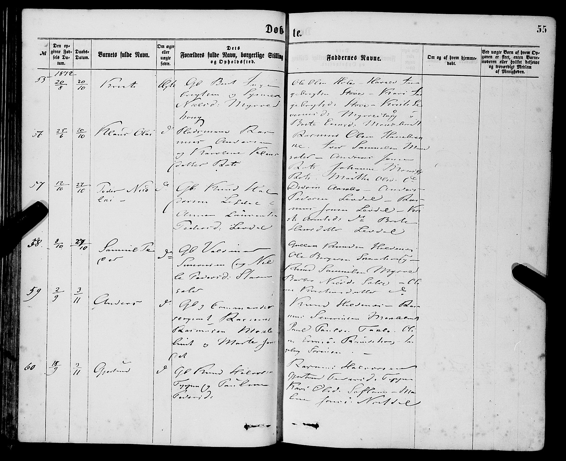 Eid sokneprestembete, SAB/A-82301/H/Haa/Haaa/L0010: Parish register (official) no. A 10, 1867-1878, p. 55