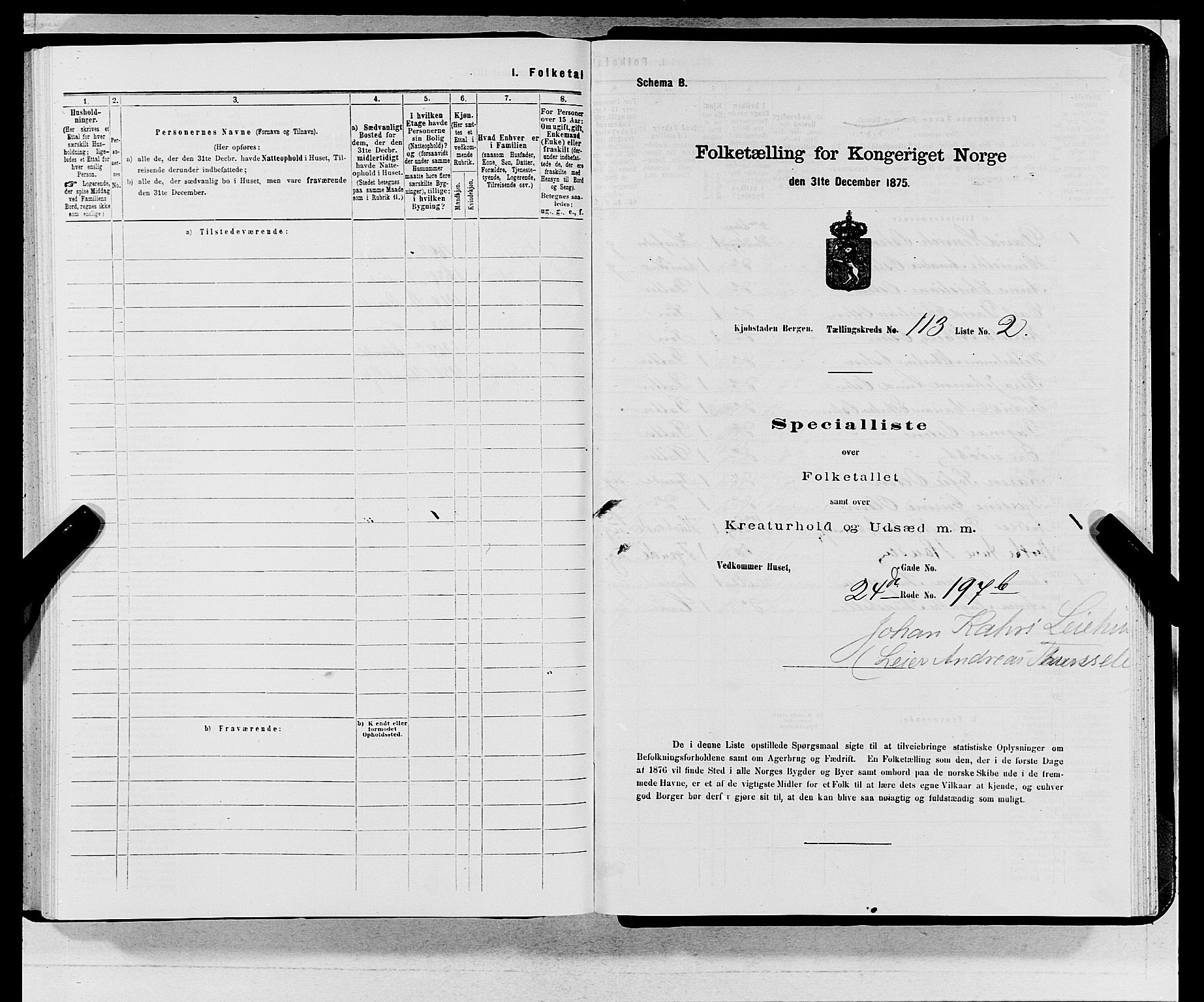 SAB, 1875 census for 1301 Bergen, 1875, p. 6133