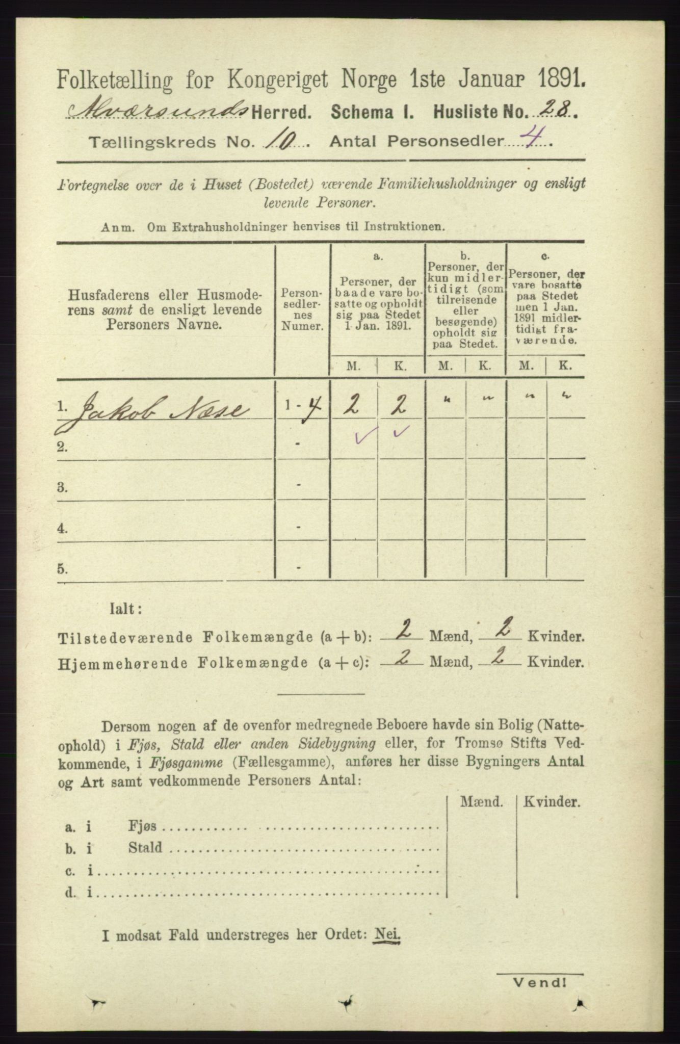 RA, 1891 census for 1257 Alversund, 1891, p. 3456