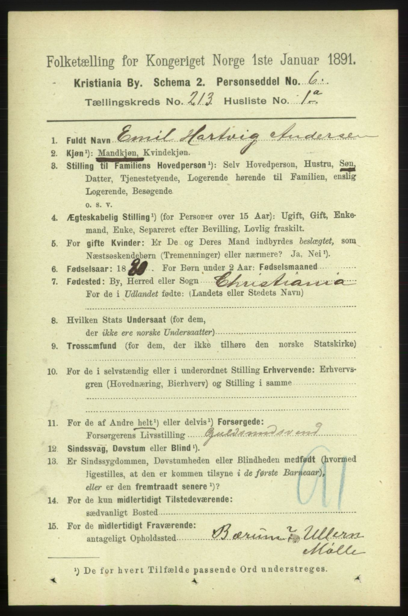 RA, 1891 census for 0301 Kristiania, 1891, p. 126975