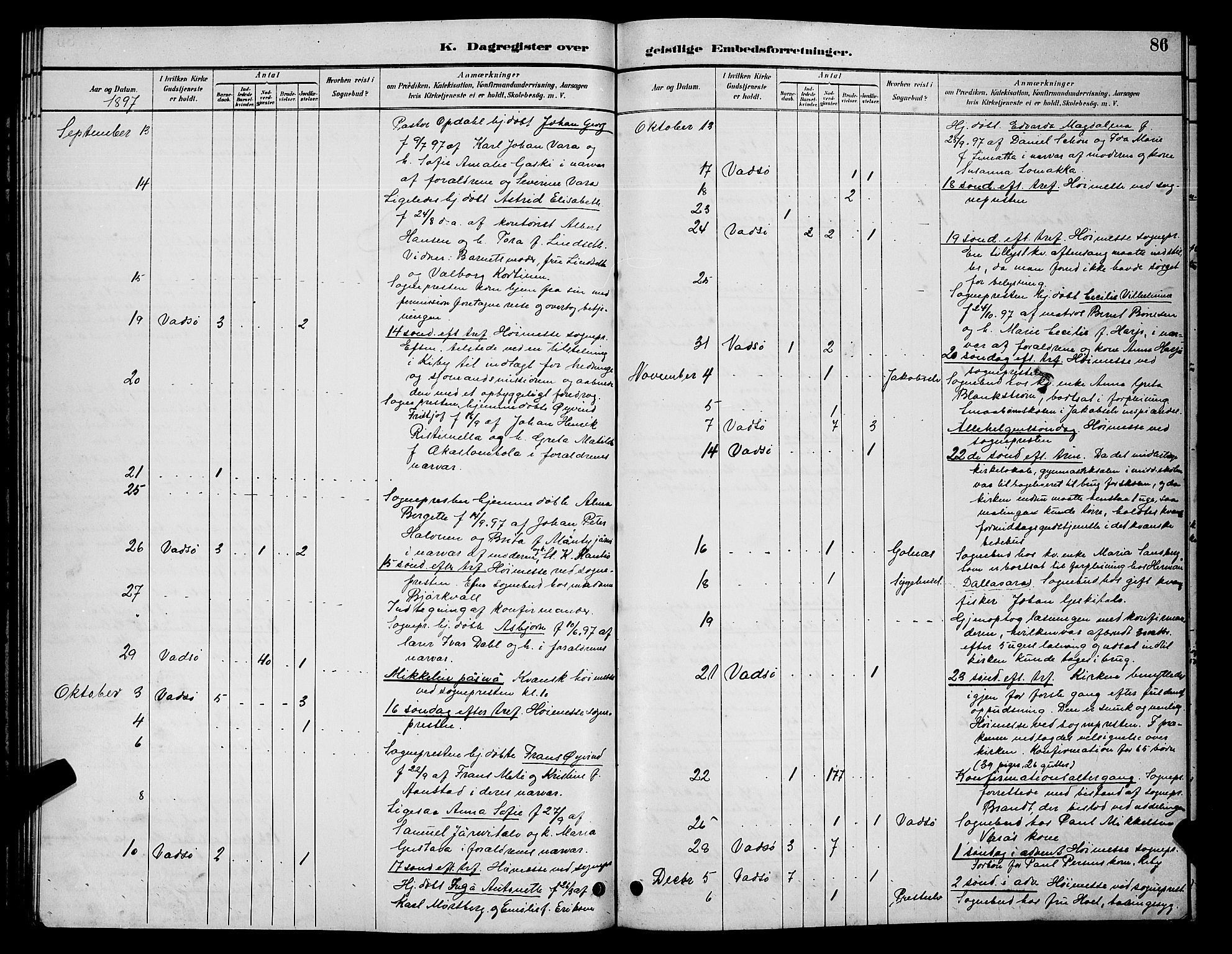Vadsø sokneprestkontor, SATØ/S-1325/H/Hb/L0005klokker: Parish register (copy) no. 5, 1885-1901, p. 86