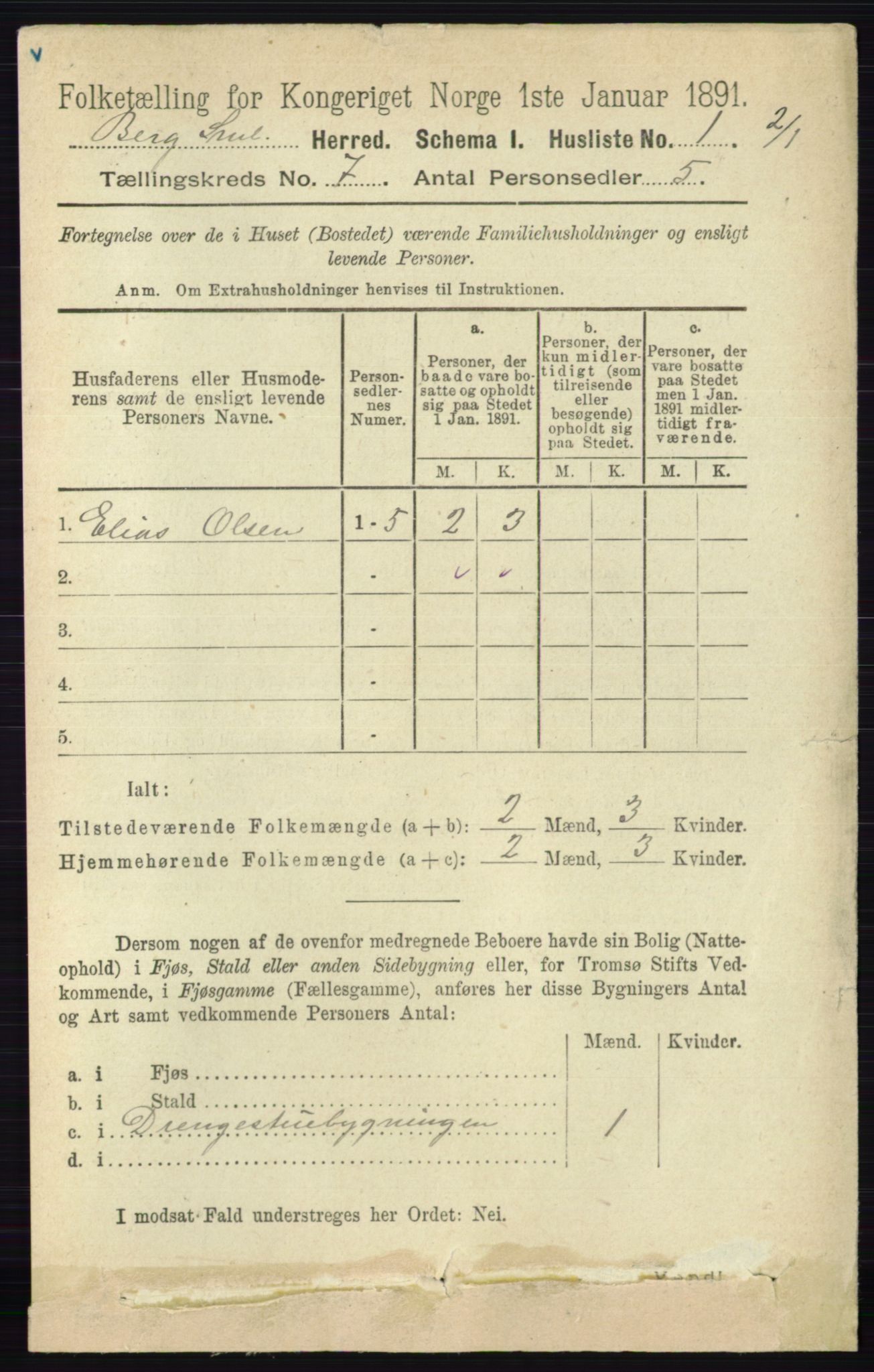RA, 1891 census for 0116 Berg, 1891, p. 4903