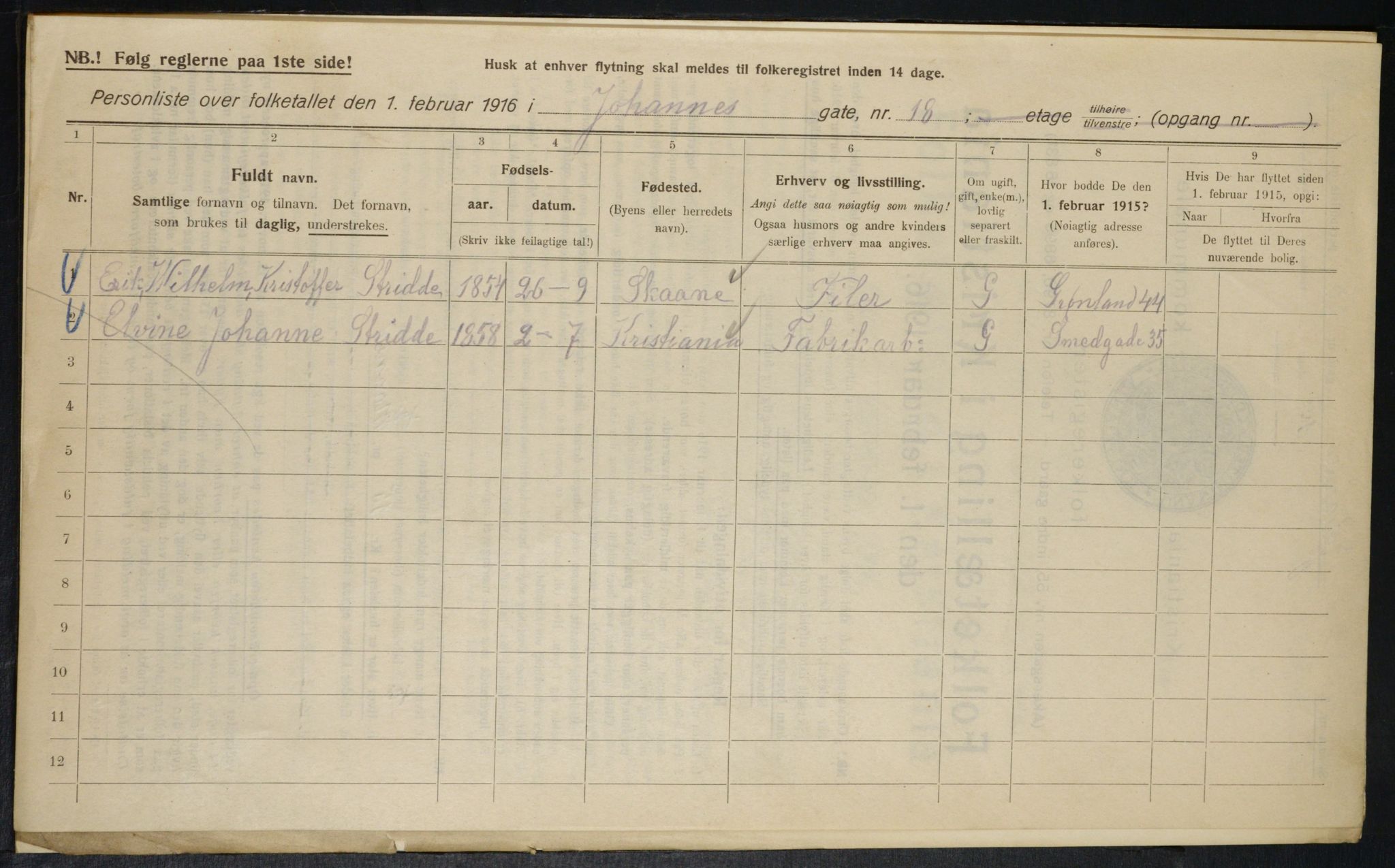 OBA, Municipal Census 1916 for Kristiania, 1916, p. 48412