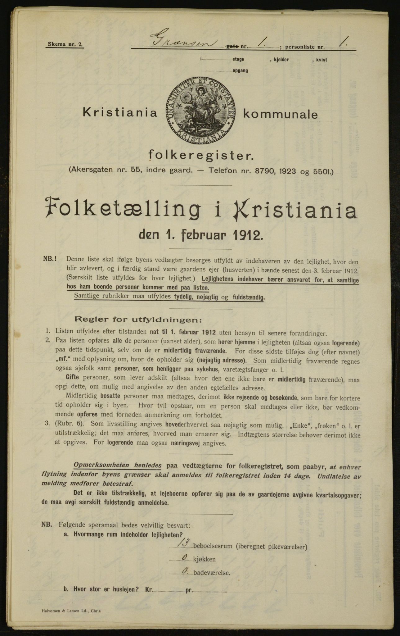 OBA, Municipal Census 1912 for Kristiania, 1912, p. 29509