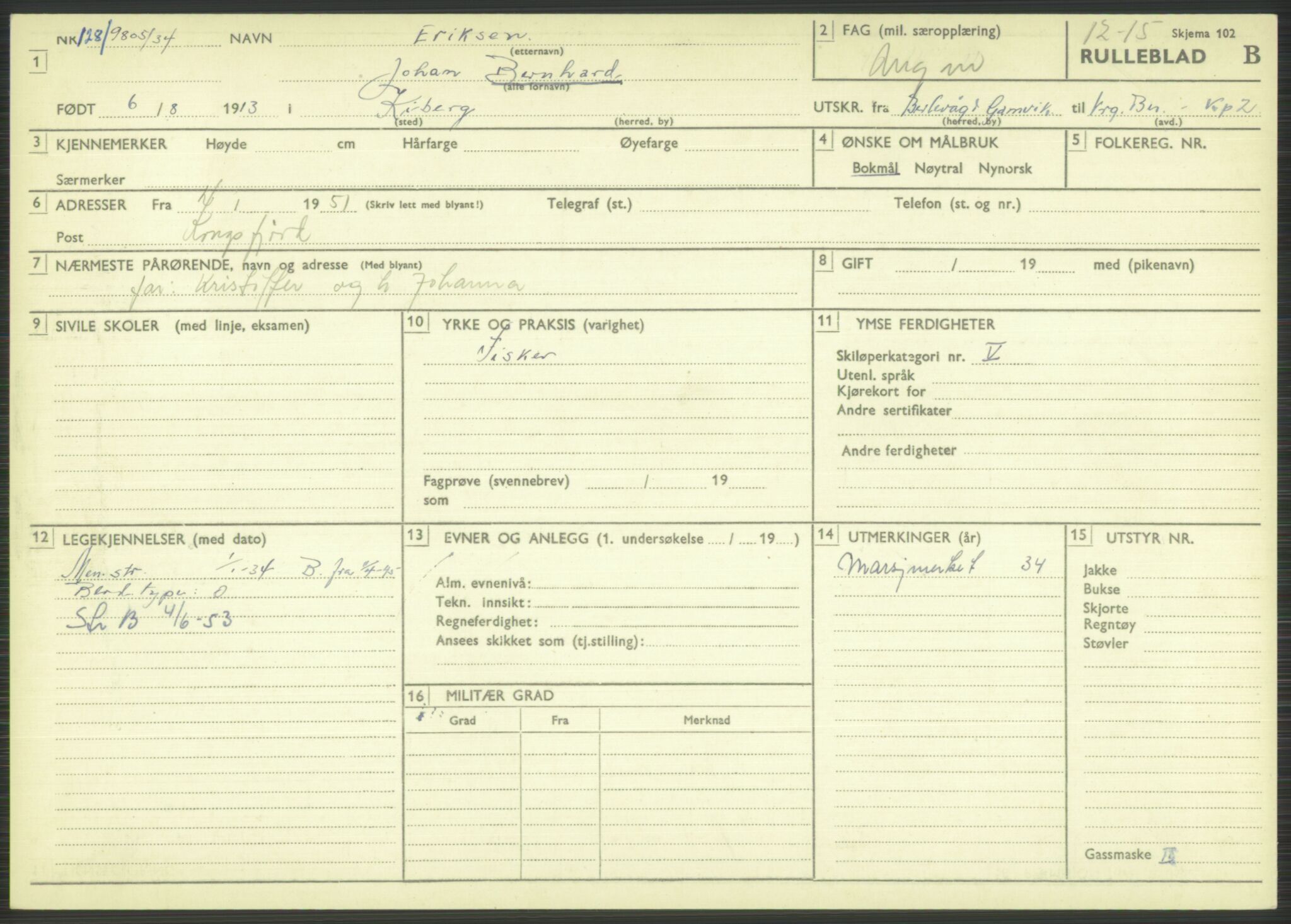 Forsvaret, Varanger bataljon, AV/RA-RAFA-2258/1/D/L0444: Rulleblad for menige født 1913-1914, 1913-1914, p. 58