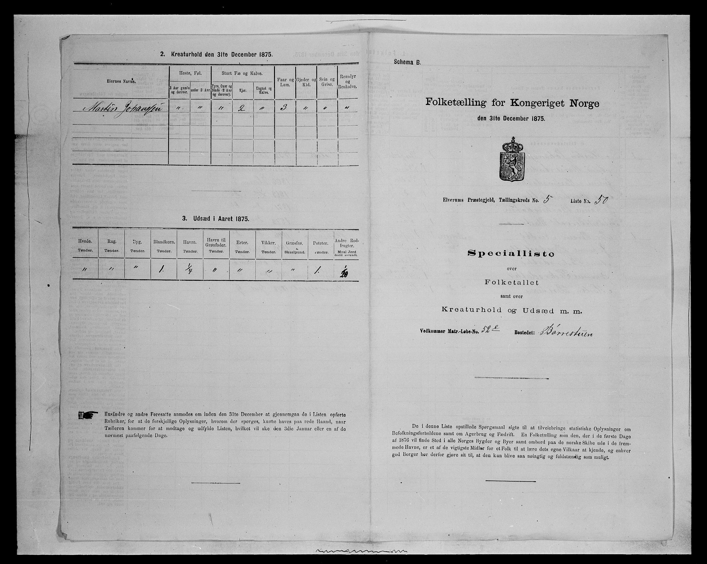 SAH, 1875 census for 0427P Elverum, 1875, p. 1323