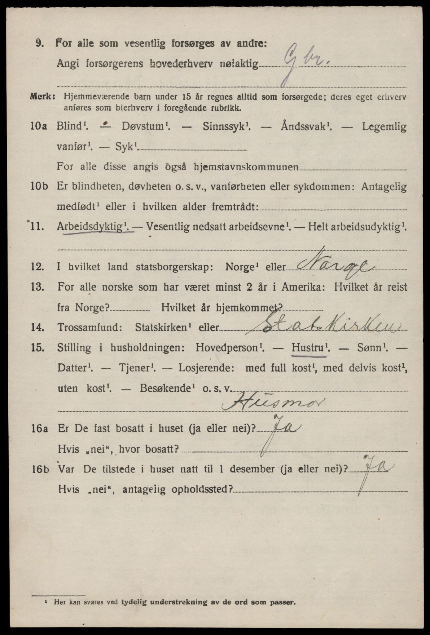 SAST, 1920 census for Nedstrand, 1920, p. 1002