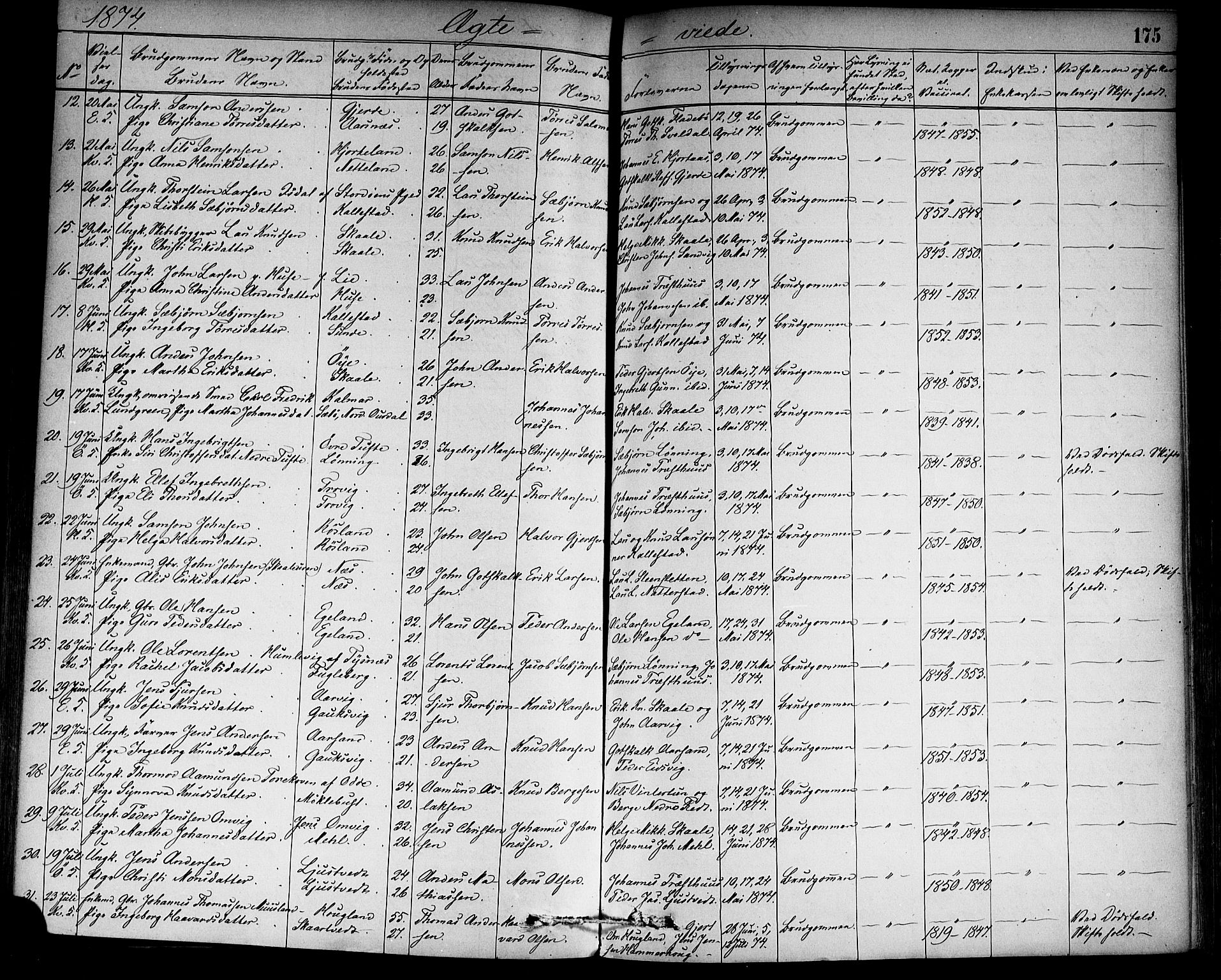 Kvinnherad sokneprestembete, SAB/A-76401/H/Haa: Parish register (official) no. A 9, 1873-1886, p. 175