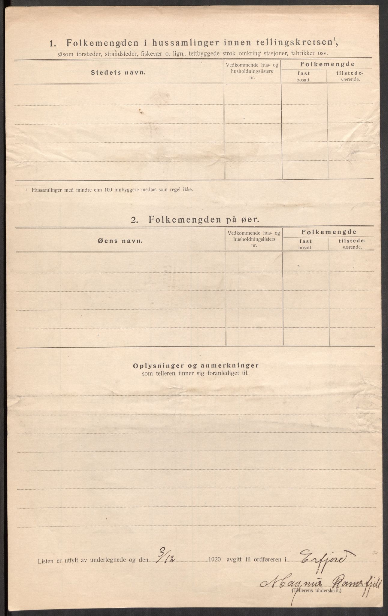 SAST, 1920 census for Erfjord, 1920, p. 18