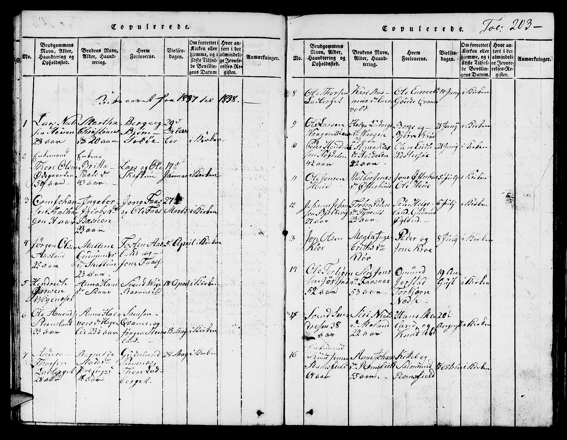 Hjelmeland sokneprestkontor, AV/SAST-A-101843/01/V/L0001: Parish register (copy) no. B 1, 1816-1841, p. 203