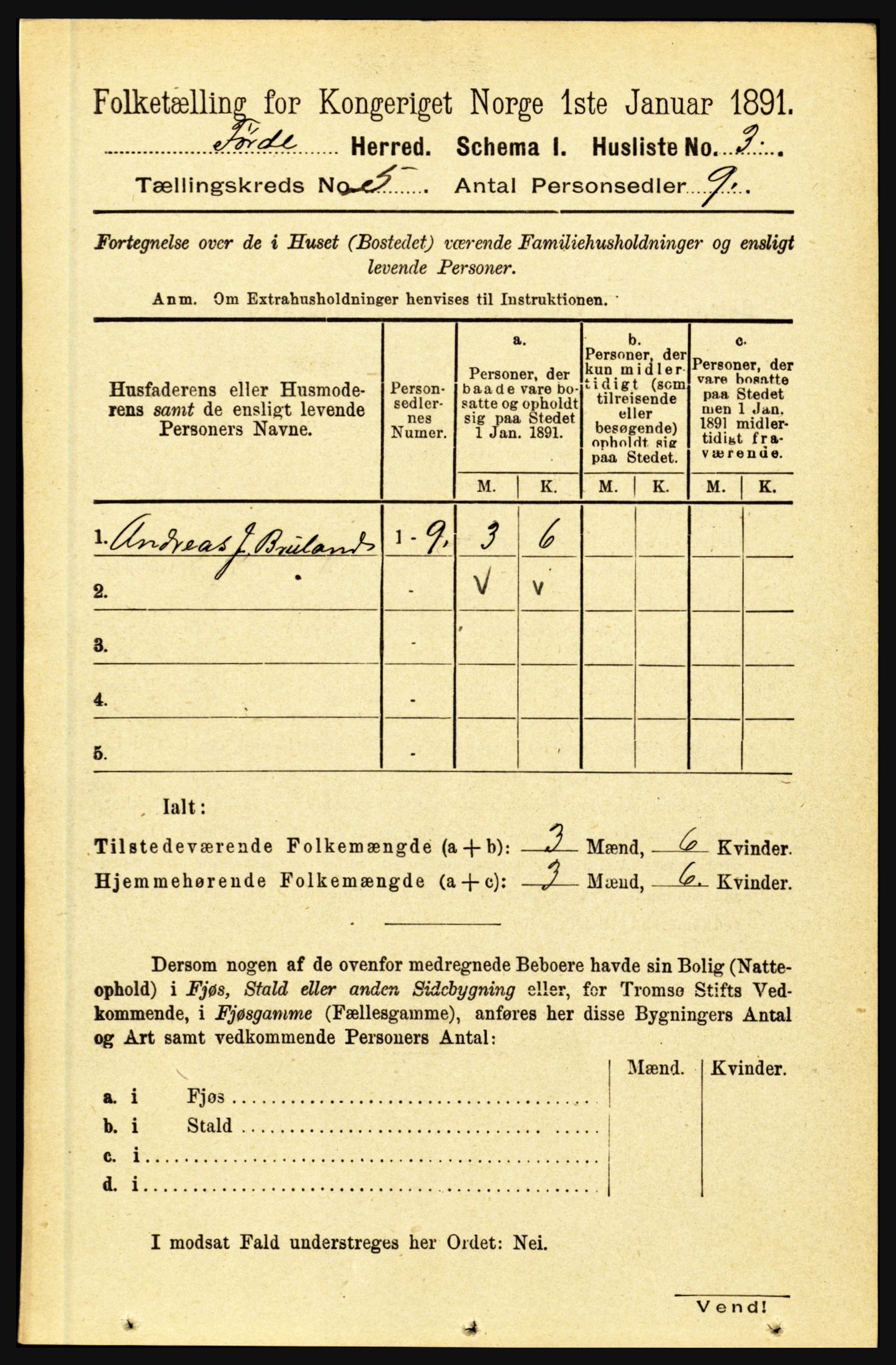 RA, 1891 census for 1432 Førde, 1891, p. 1356