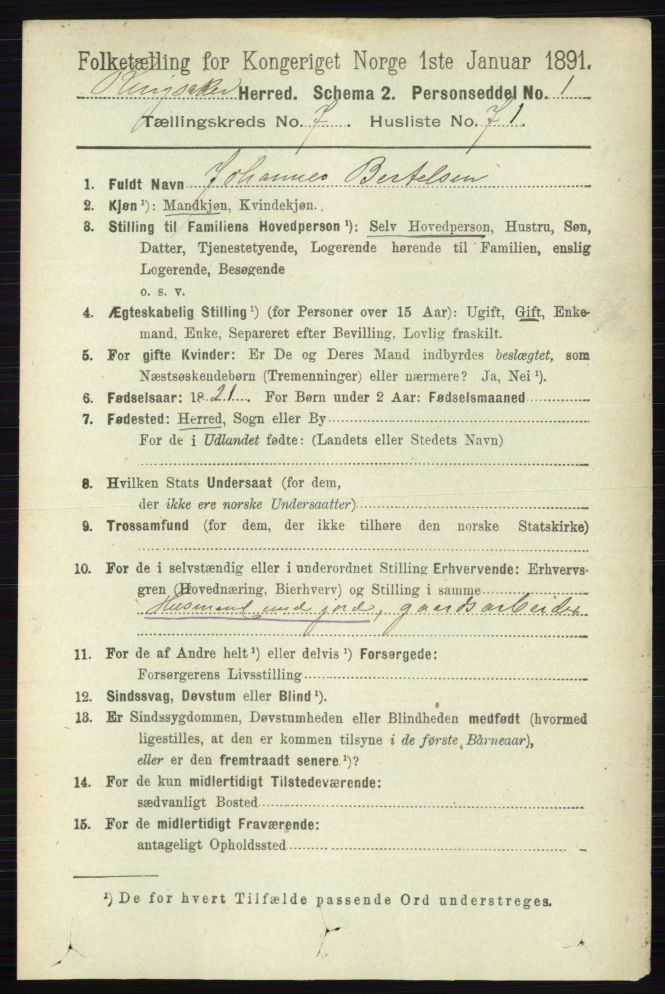 RA, 1891 census for 0412 Ringsaker, 1891, p. 4363