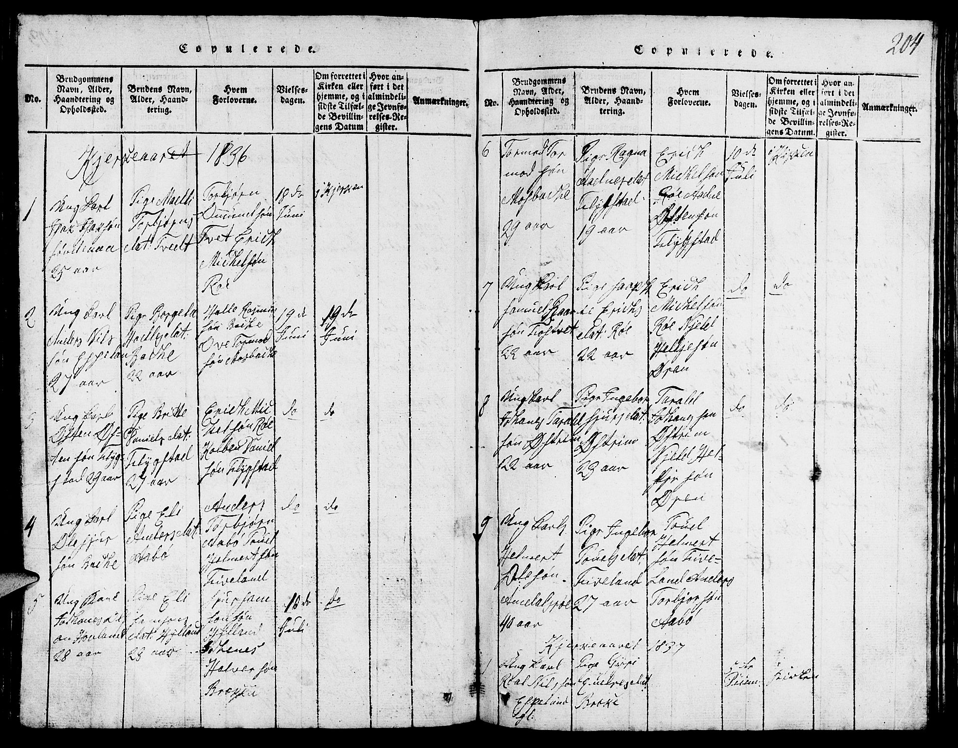 Suldal sokneprestkontor, SAST/A-101845/01/V/L0002: Parish register (copy) no. B 2, 1816-1845, p. 204