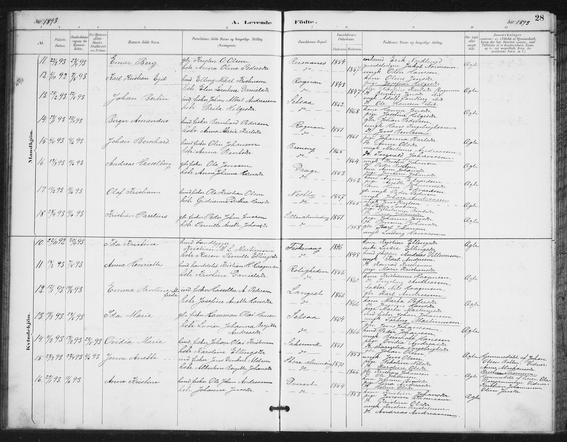 Ministerialprotokoller, klokkerbøker og fødselsregistre - Nordland, AV/SAT-A-1459/847/L0682: Parish register (copy) no. 847C10, 1889-1907, p. 28