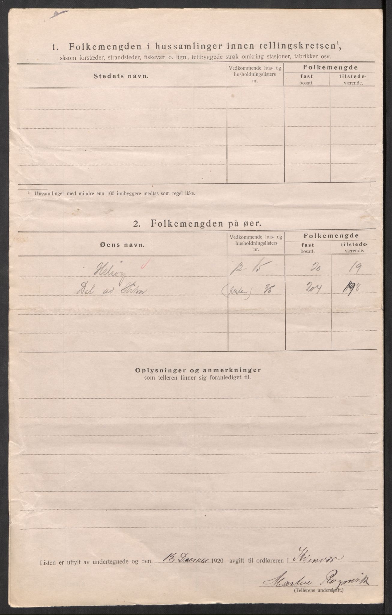 SAT, 1920 census for Kvenvær, 1920, p. 17