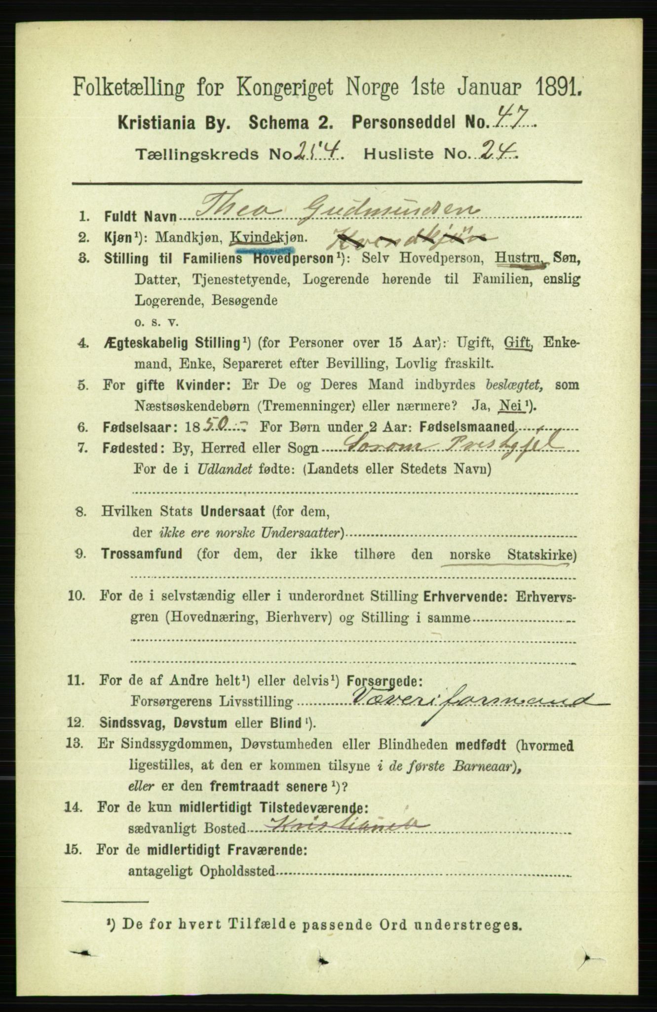 RA, 1891 census for 0301 Kristiania, 1891, p. 154765